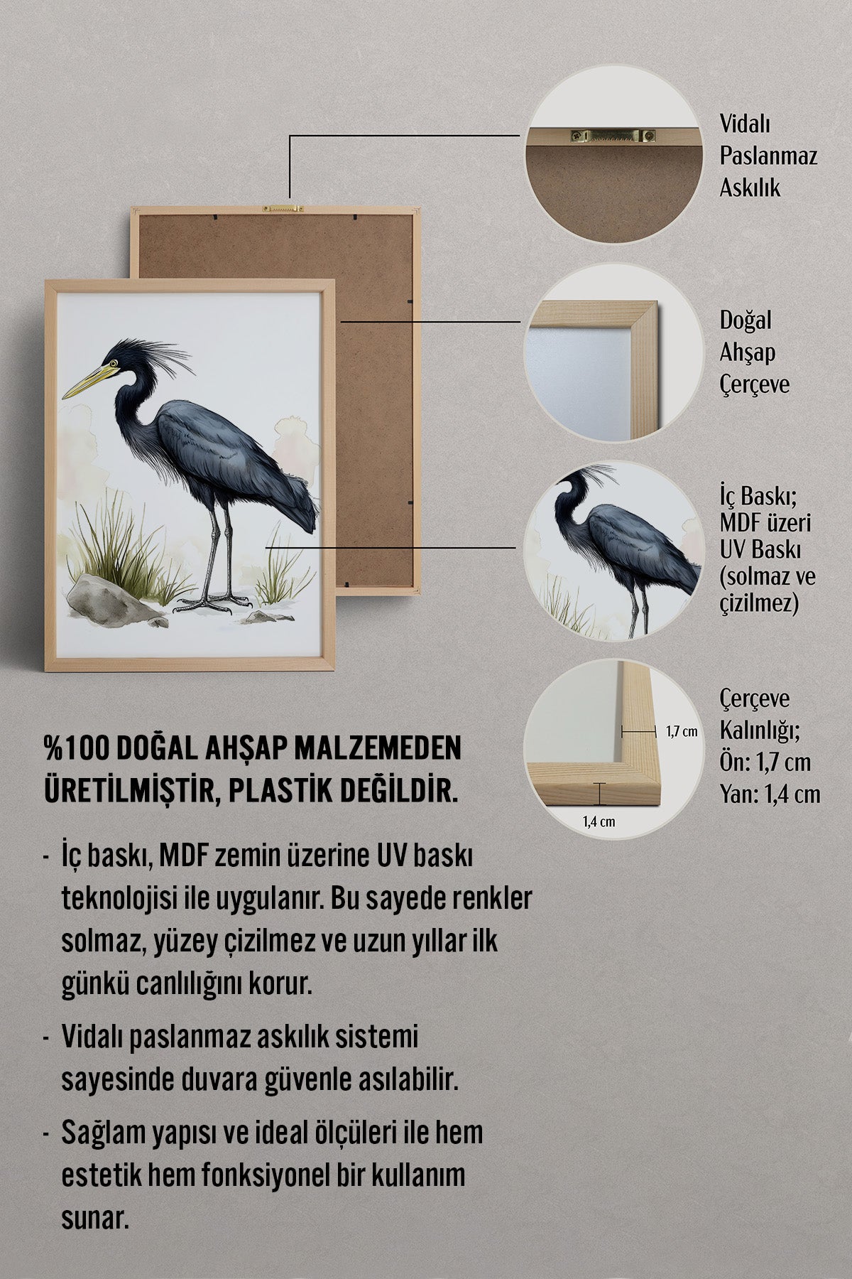 HOMEPACK Zarif Balıkçıl Kuşu Tablo  BEK-8590