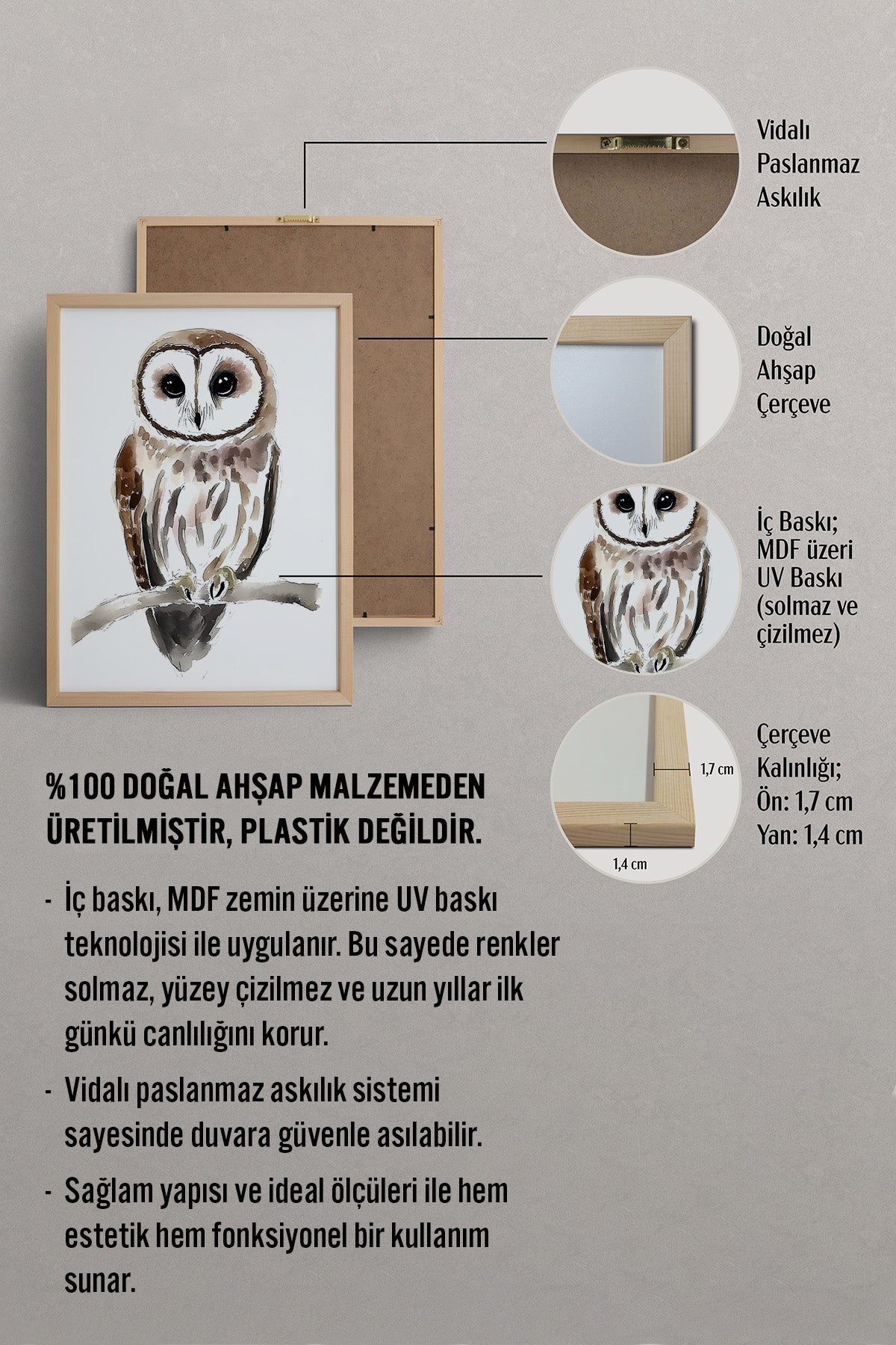 HOMEPACK Gece Bekçisi Baykuş Tablo  BEK-8602