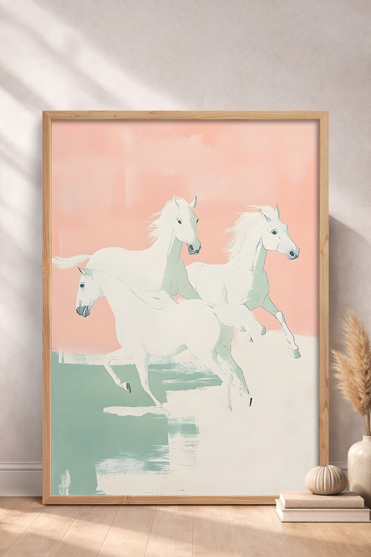 HOMEPACK Pembe Gökyüzü Atları Tablo  BEK-8519
