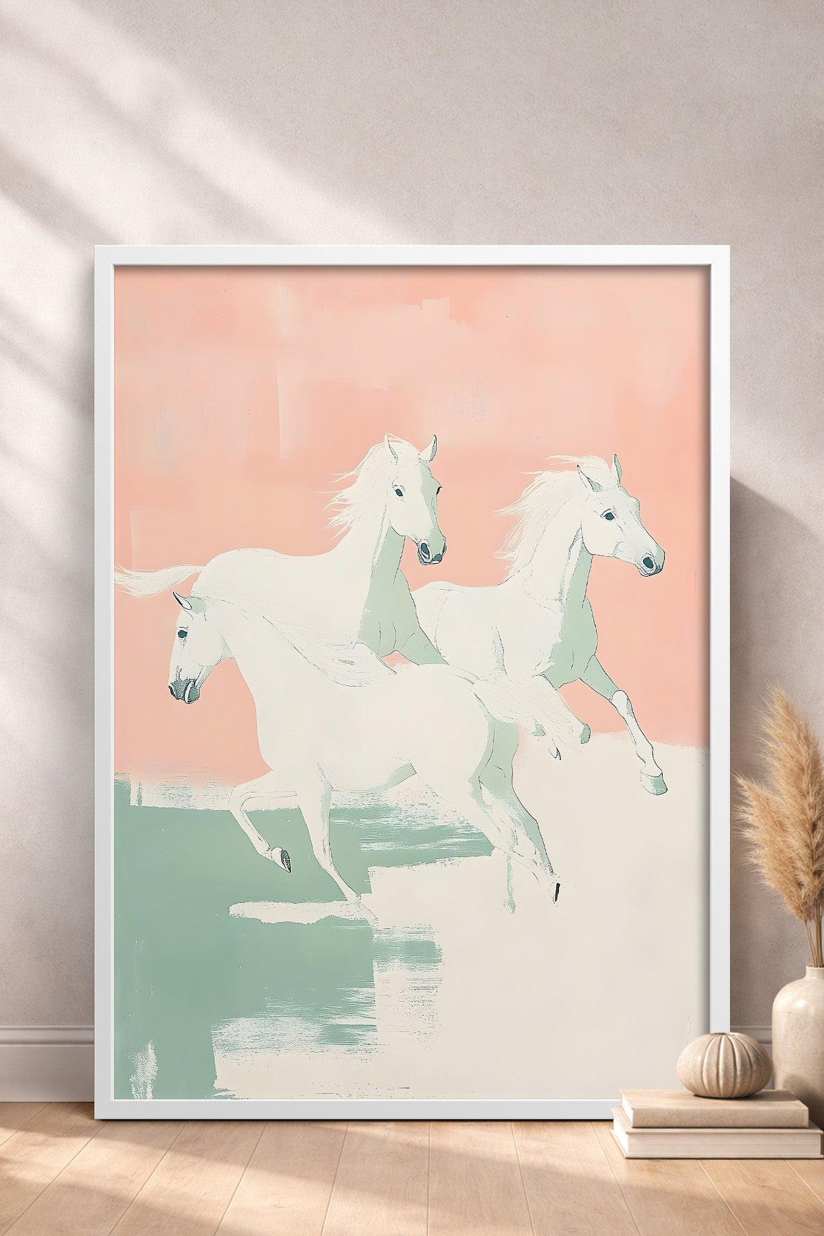 HOMEPACK Pembe Gökyüzü Atları Tablo  BEK-8519