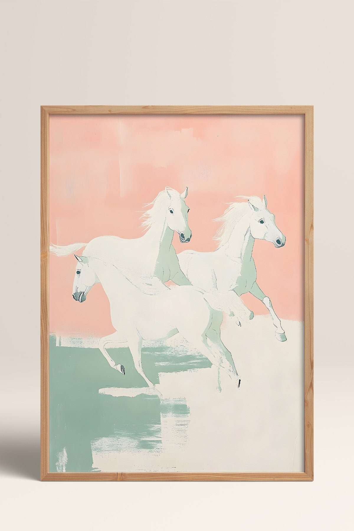HOMEPACK Pembe Gökyüzü Atları Tablo  BEK-8519