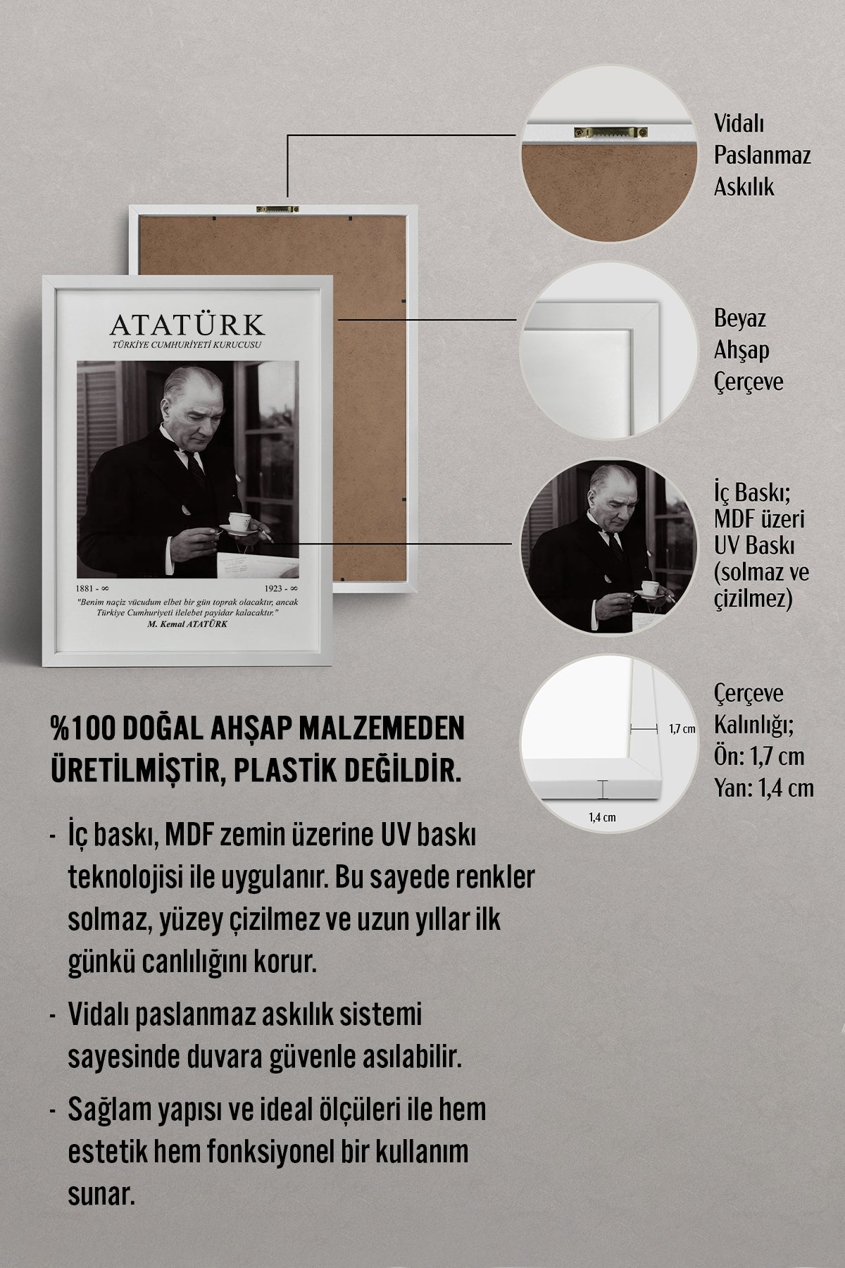 HOMEPACK Ahşap Çerçeveli Tablo Çerçeveli Poster Sanatsal Modern Duvar Dekoru ATA-01