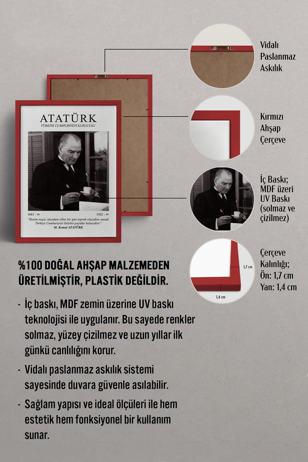 HOMEPACK Ahşap Çerçeveli Tablo Çerçeveli Poster Sanatsal Modern Duvar Dekoru ATA-01