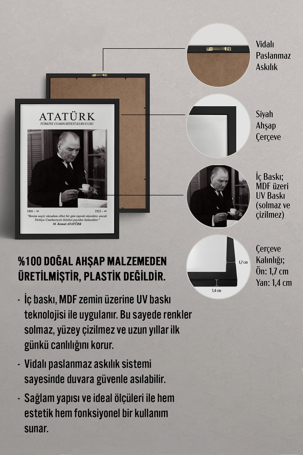 HOMEPACK Ahşap Çerçeveli Tablo Çerçeveli Poster Sanatsal Modern Duvar Dekoru ATA-01