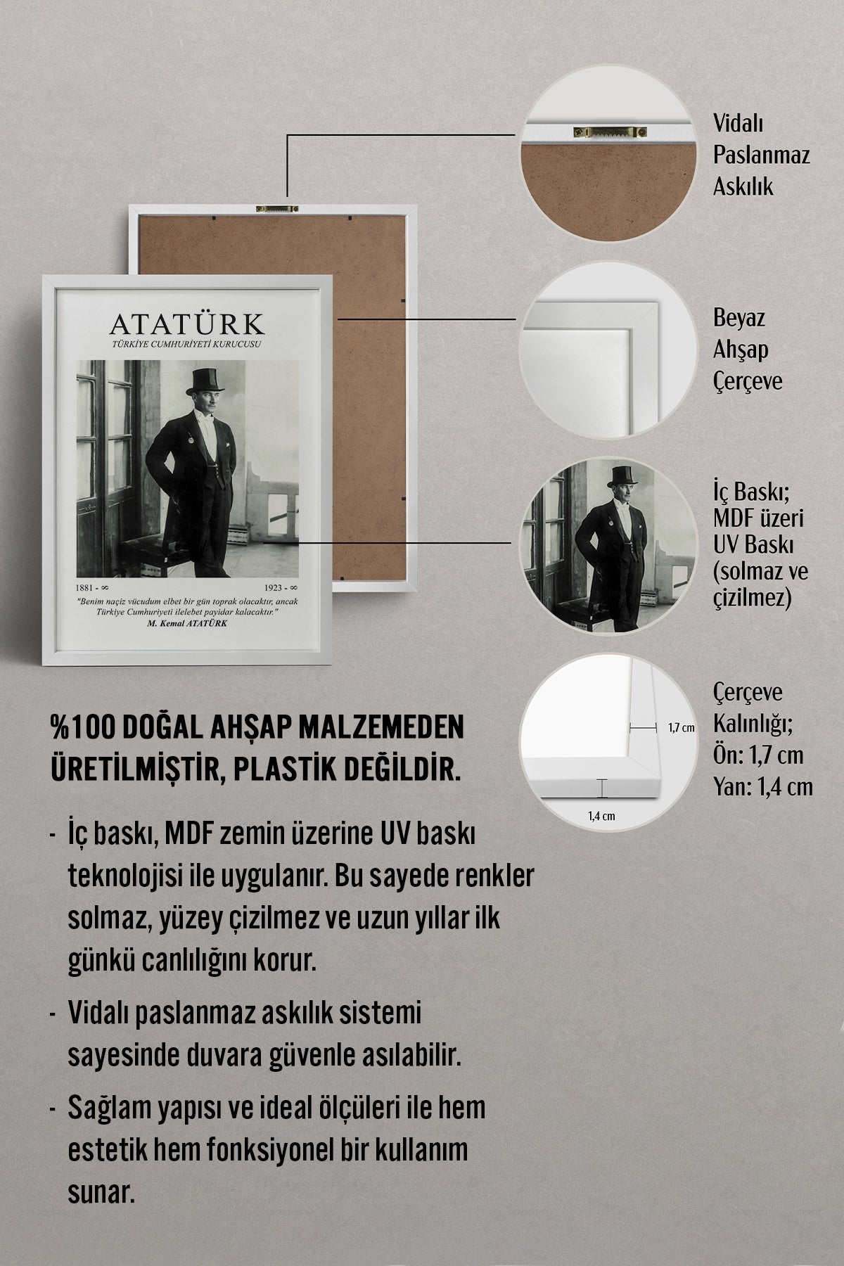 HOMEPACK Ahşap Çerçeveli Tablo Çerçeveli Poster Sanatsal Modern Duvar Dekoru ATA-02