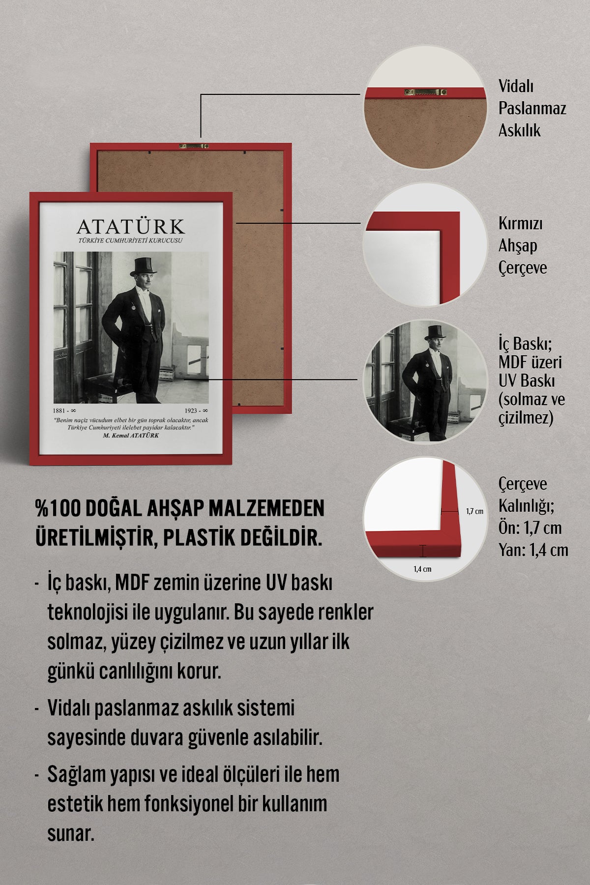 HOMEPACK Ahşap Çerçeveli Tablo Çerçeveli Poster Sanatsal Modern Duvar Dekoru ATA-02