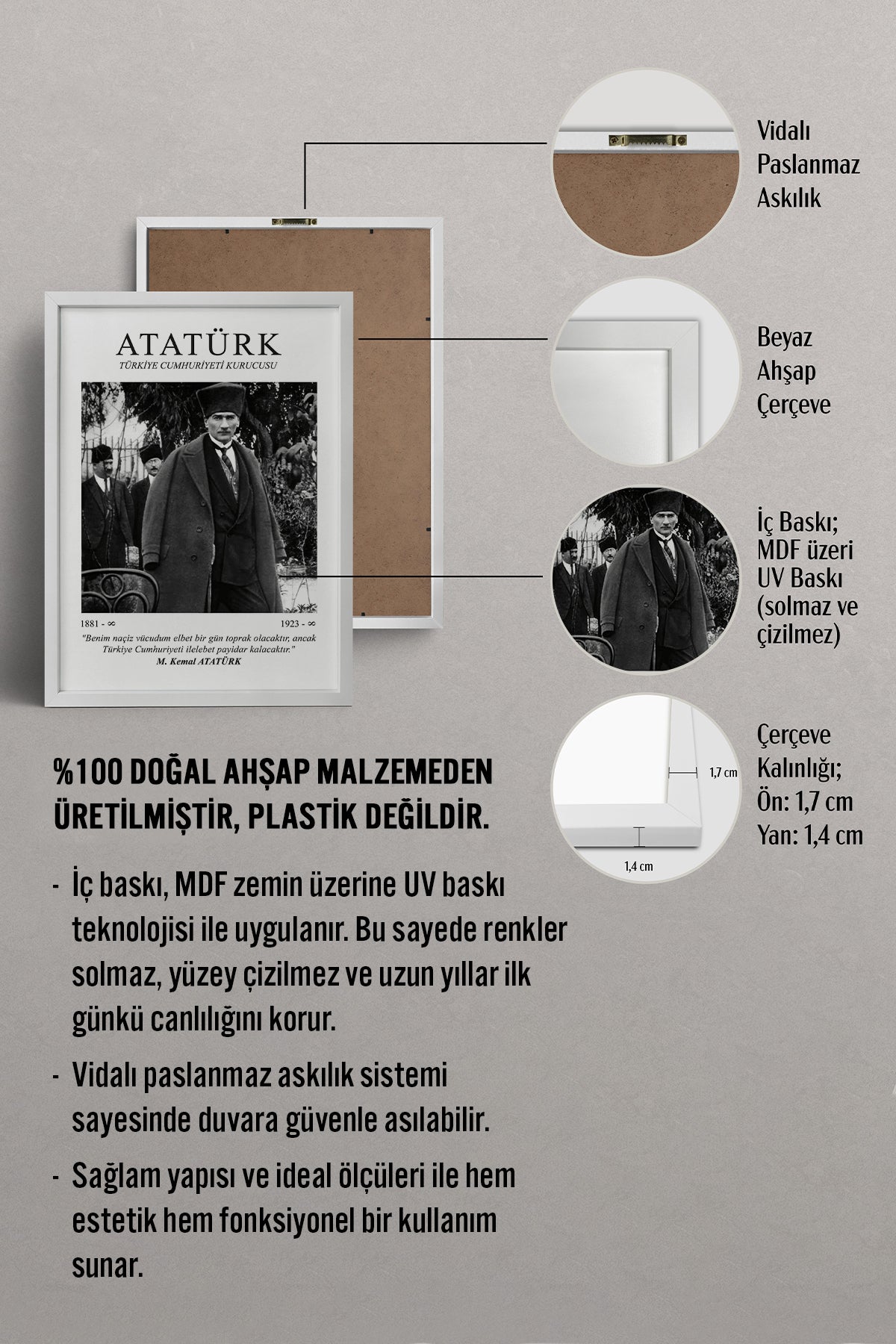 HOMEPACK Ahşap Çerçeveli Tablo Çerçeveli Poster Sanatsal Modern Duvar Dekoru ATA-05