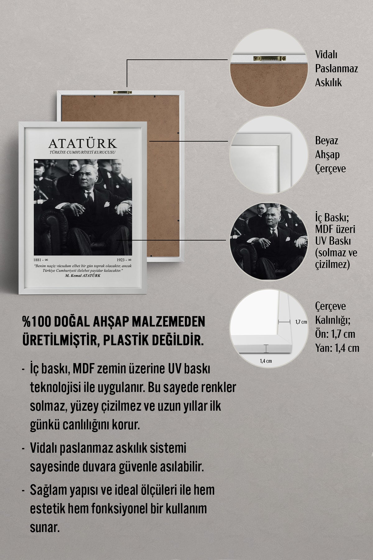 HOMEPACK Ahşap Çerçeveli Tablo Çerçeveli Poster Sanatsal Modern Duvar Dekoru ATA-06