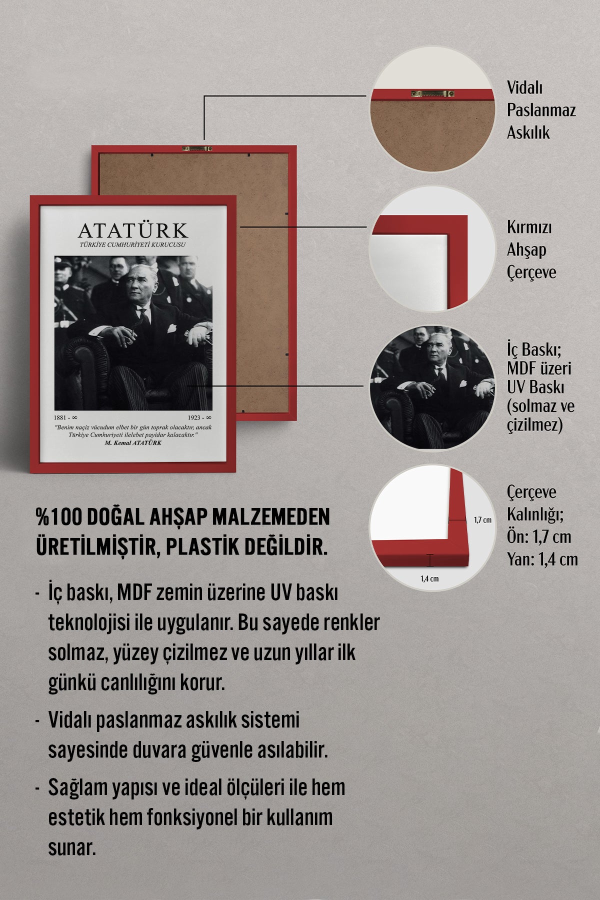 HOMEPACK Ahşap Çerçeveli Tablo Çerçeveli Poster Sanatsal Modern Duvar Dekoru ATA-06