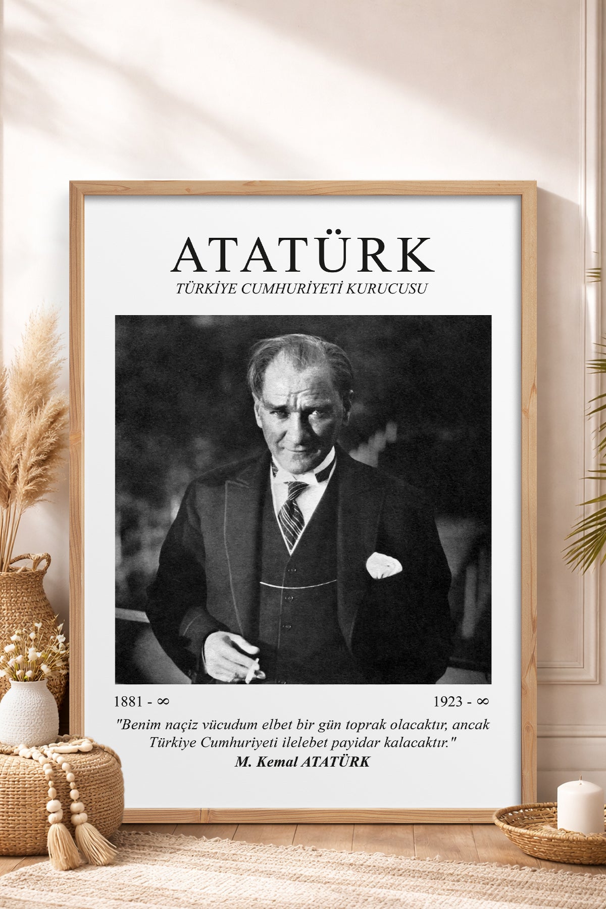 HOMEPACK Ahşap Çerçeveli Tablo Çerçeveli Poster Sanatsal Modern Duvar Dekoru ATA-07