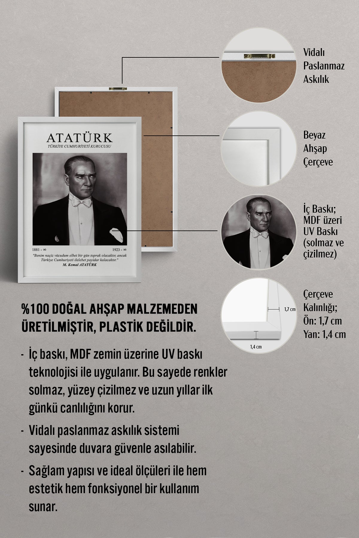HOMEPACK Ahşap Çerçeveli Tablo Çerçeveli Poster Sanatsal Modern Duvar Dekoru ATA-09