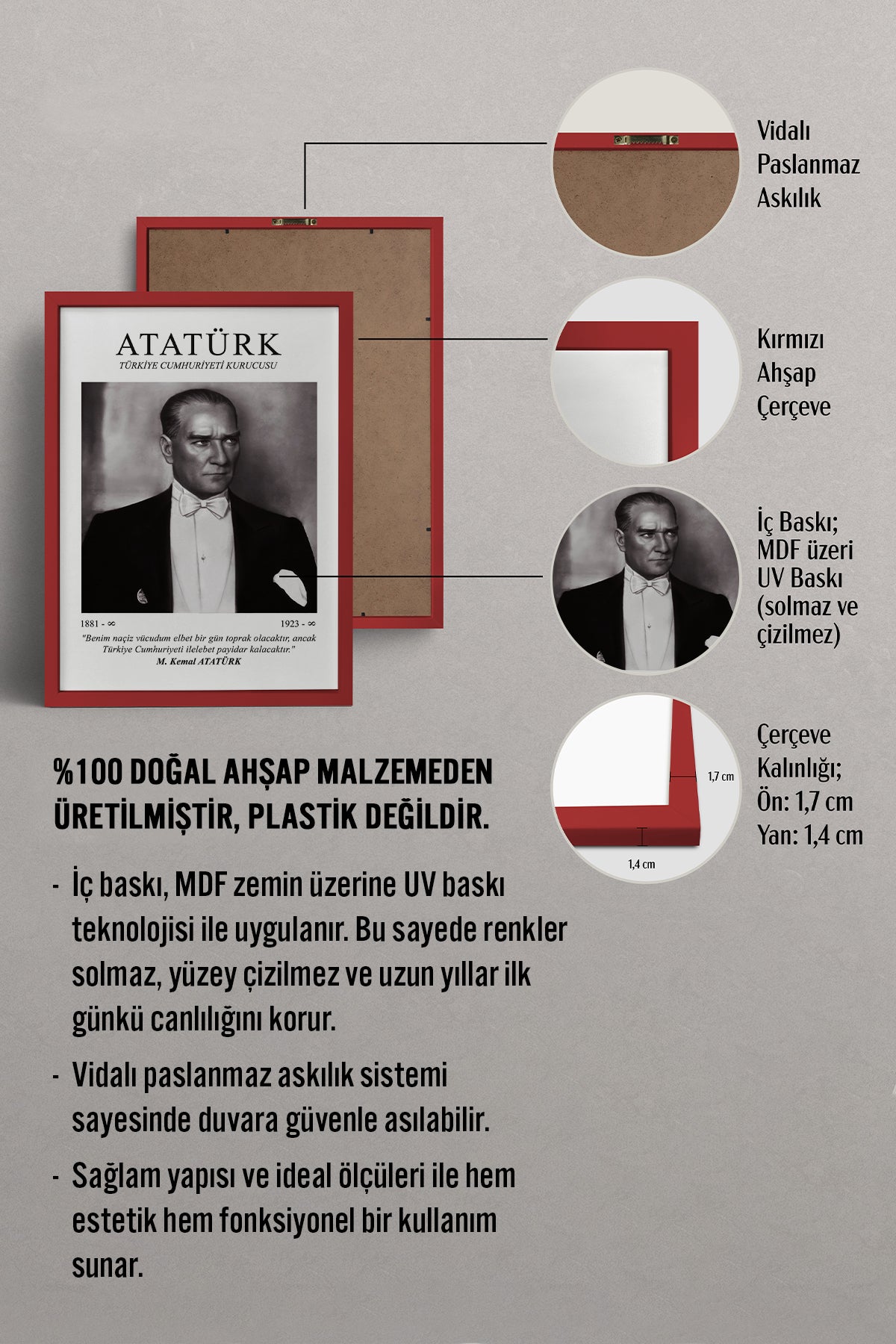 HOMEPACK Ahşap Çerçeveli Tablo Çerçeveli Poster Sanatsal Modern Duvar Dekoru ATA-09