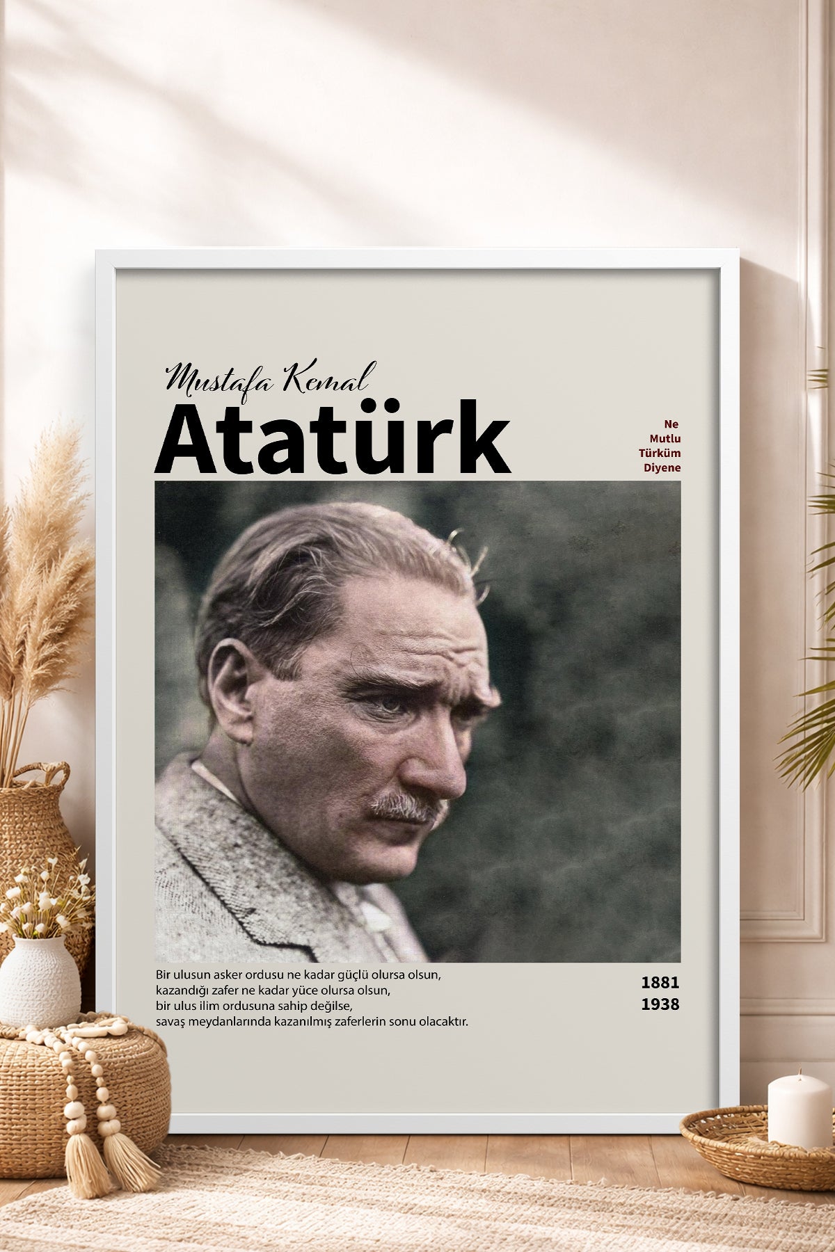 HOMEPACK Ahşap Çerçeveli Tablo Çerçeveli Poster Sanatsal Modern Duvar Dekoru ATA-10