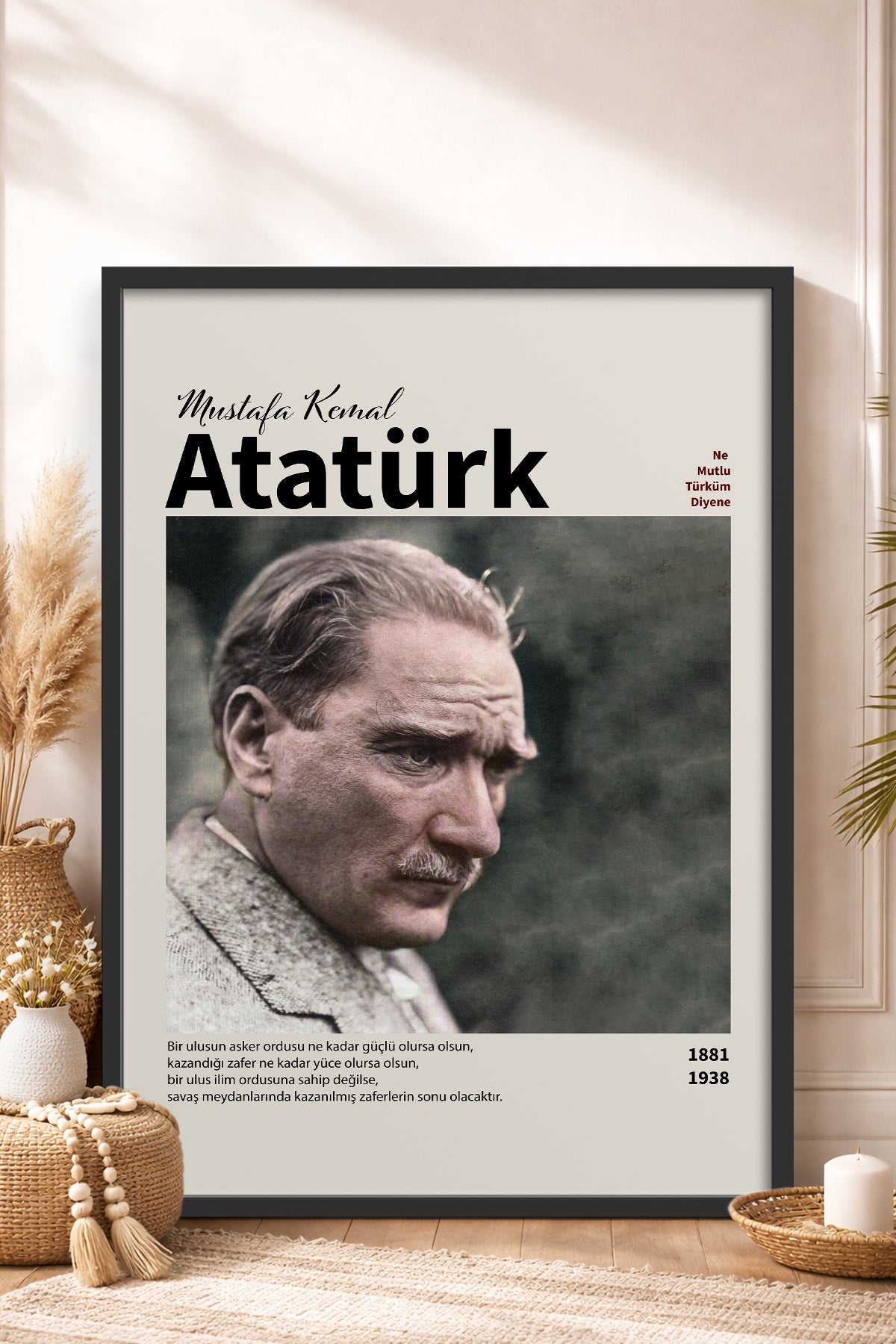 HOMEPACK Ahşap Çerçeveli Tablo Çerçeveli Poster Sanatsal Modern Duvar Dekoru ATA-10
