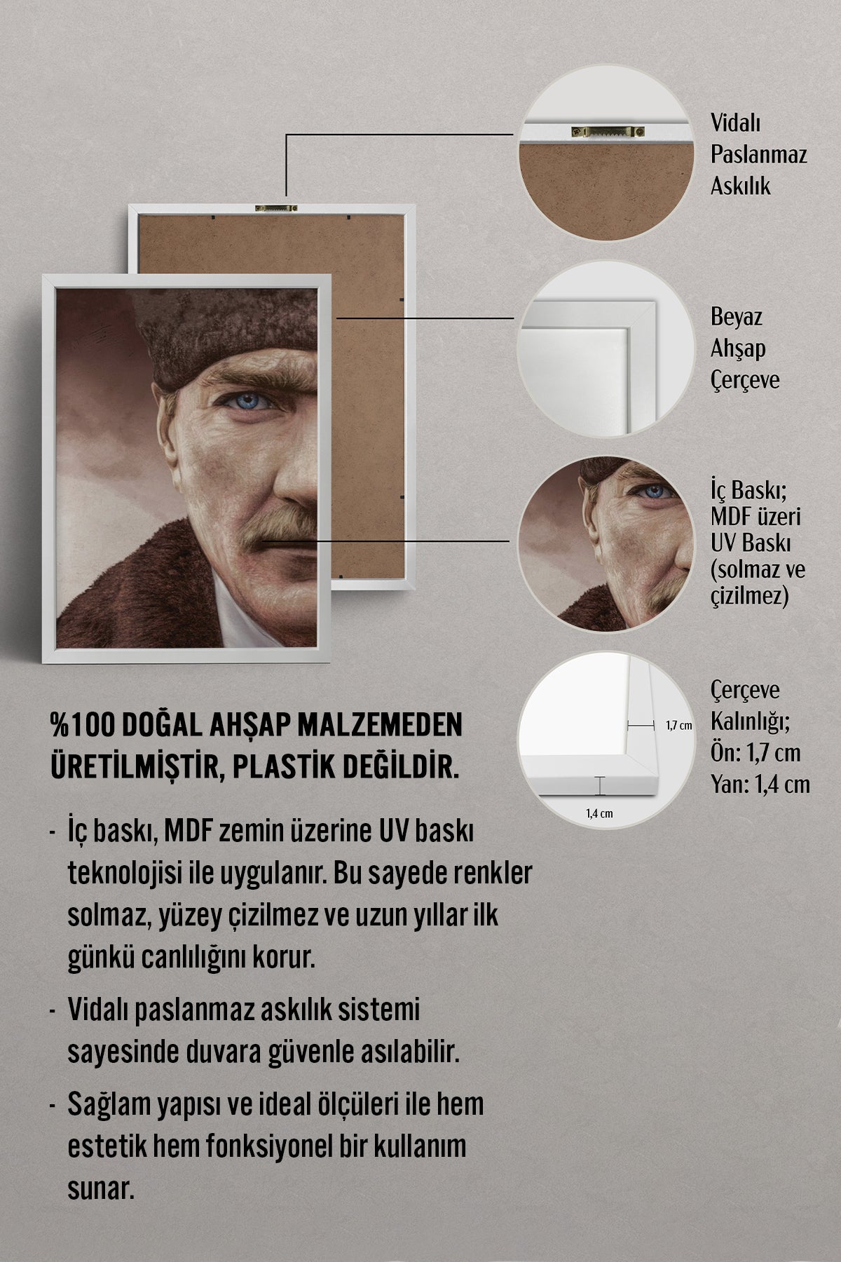 HOMEPACK Ahşap Çerçeveli Tablo Çerçeveli Poster Sanatsal Modern Duvar Dekoru ATA-11