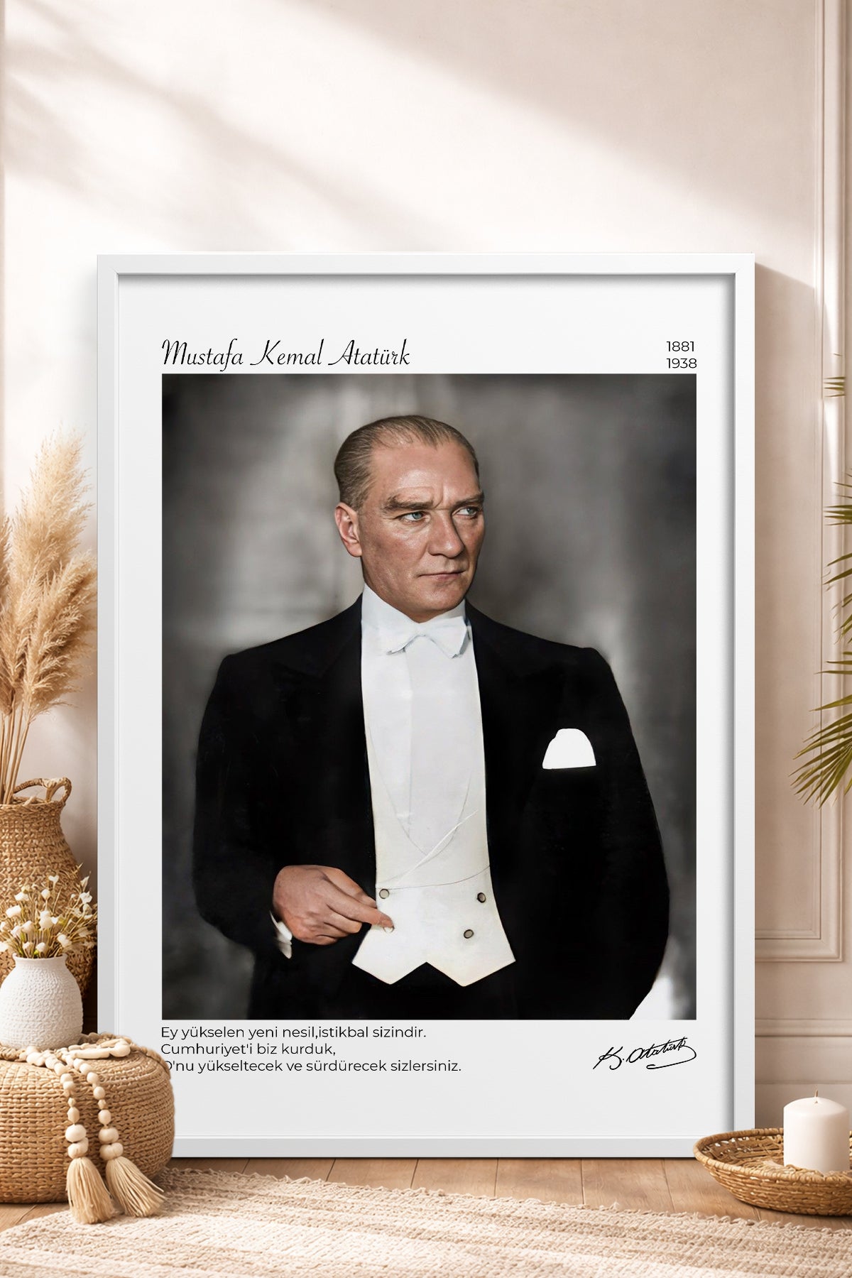 HOMEPACK Ahşap Çerçeveli Tablo Çerçeveli Poster Sanatsal Modern Duvar Dekoru ATA-12