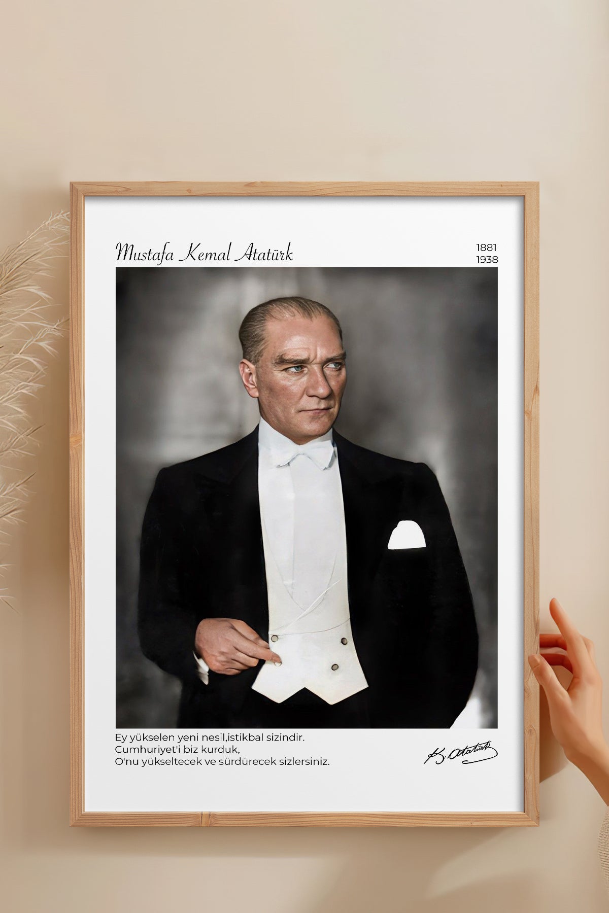 HOMEPACK Ahşap Çerçeveli Tablo Çerçeveli Poster Sanatsal Modern Duvar Dekoru ATA-12