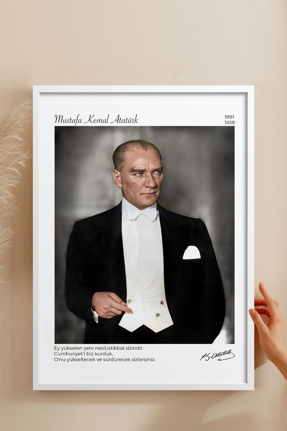 HOMEPACK Ahşap Çerçeveli Tablo Çerçeveli Poster Sanatsal Modern Duvar Dekoru ATA-12