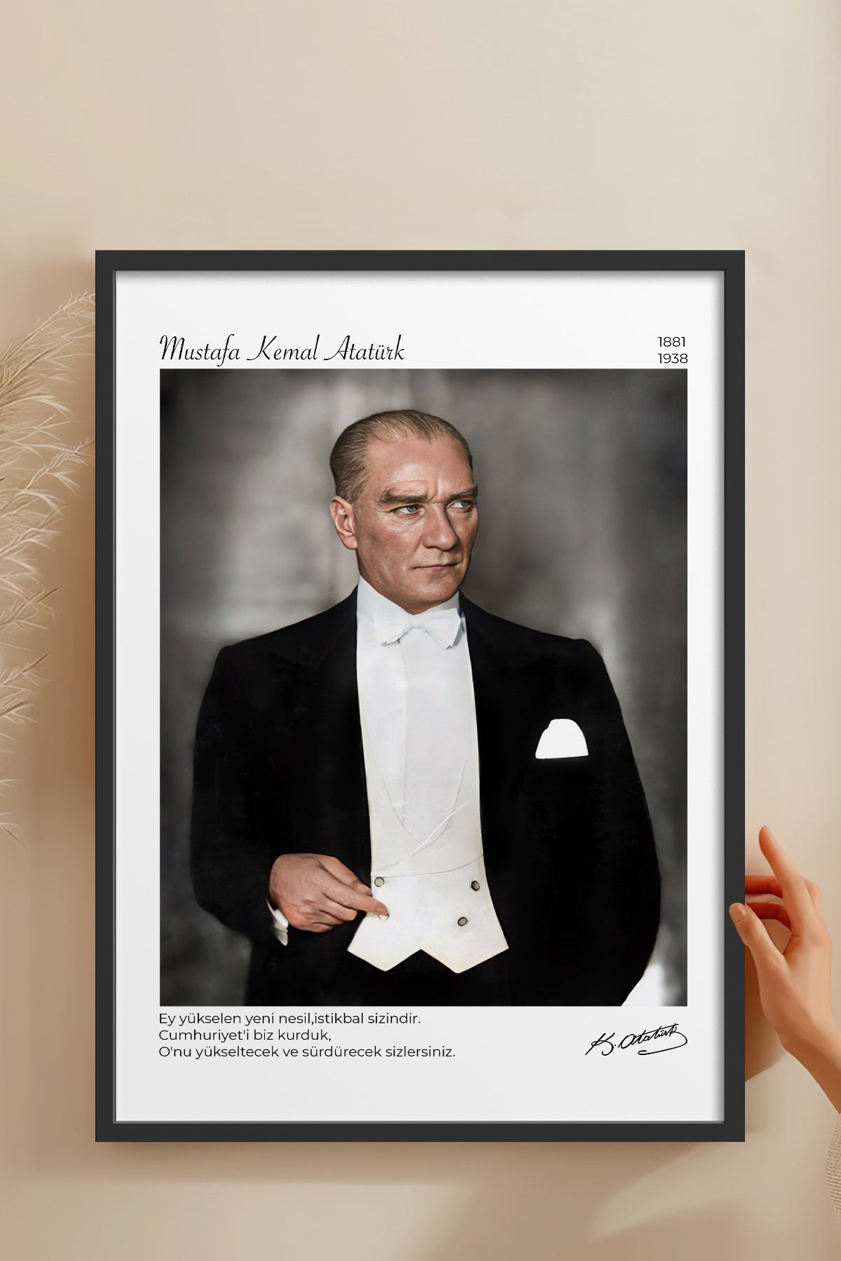 HOMEPACK Ahşap Çerçeveli Tablo Çerçeveli Poster Sanatsal Modern Duvar Dekoru ATA-12