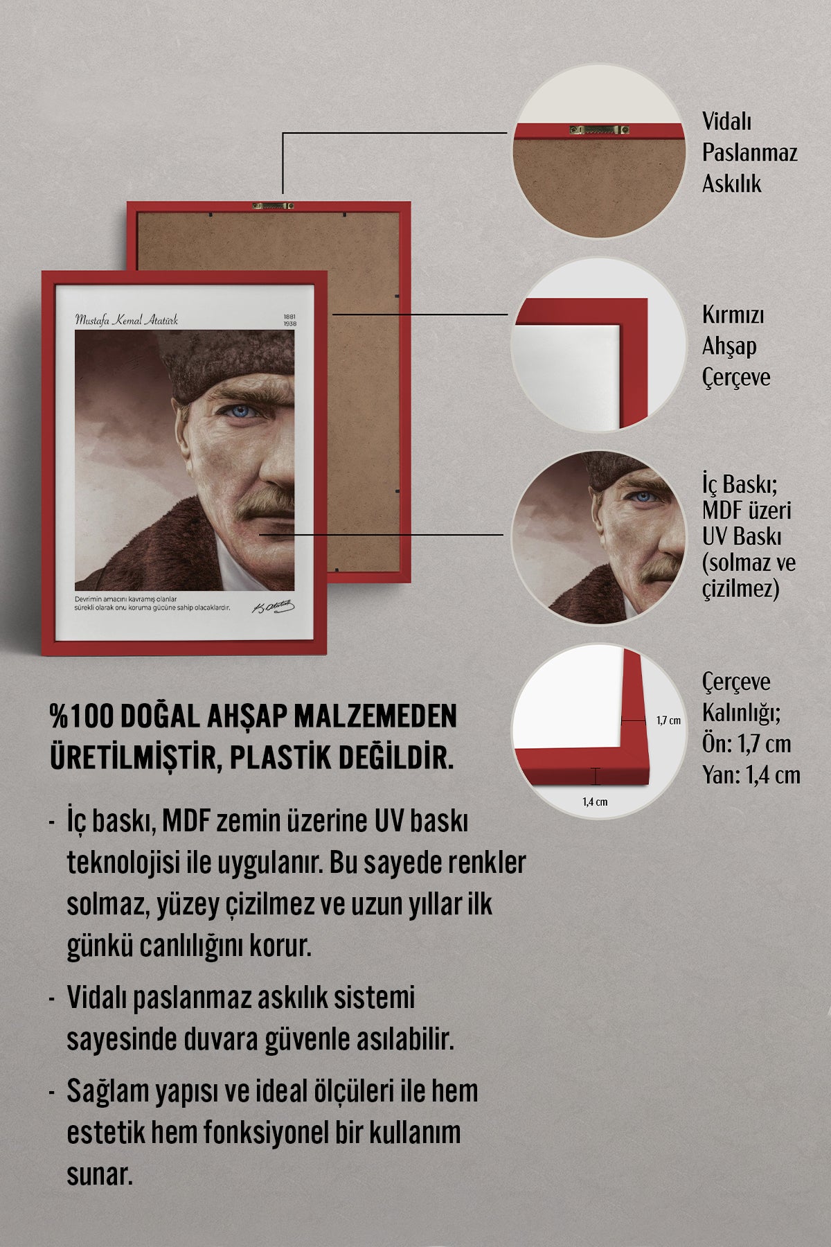 HOMEPACK Ahşap Çerçeveli Tablo Çerçeveli Poster Sanatsal Modern Duvar Dekoru ATA-13