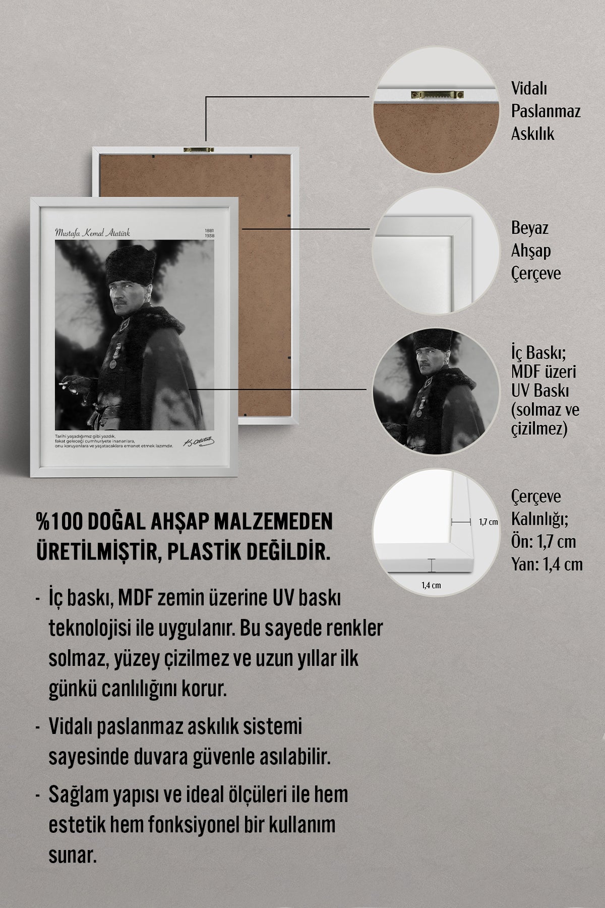 HOMEPACK Ahşap Çerçeveli Tablo Çerçeveli Poster Sanatsal Modern Duvar Dekoru ATA-14