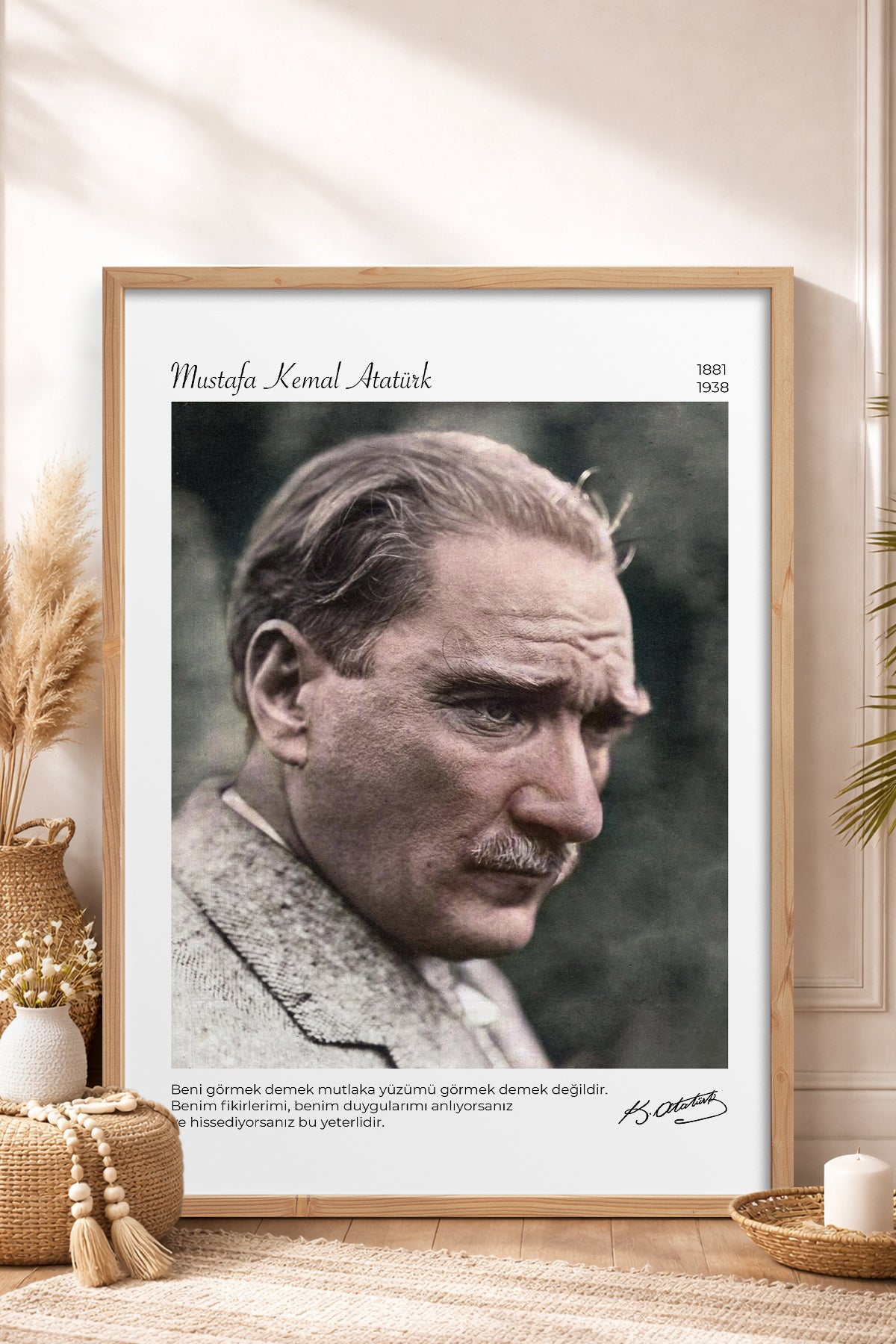 HOMEPACK Ahşap Çerçeveli Tablo Çerçeveli Poster Sanatsal Modern Duvar Dekoru ATA-15