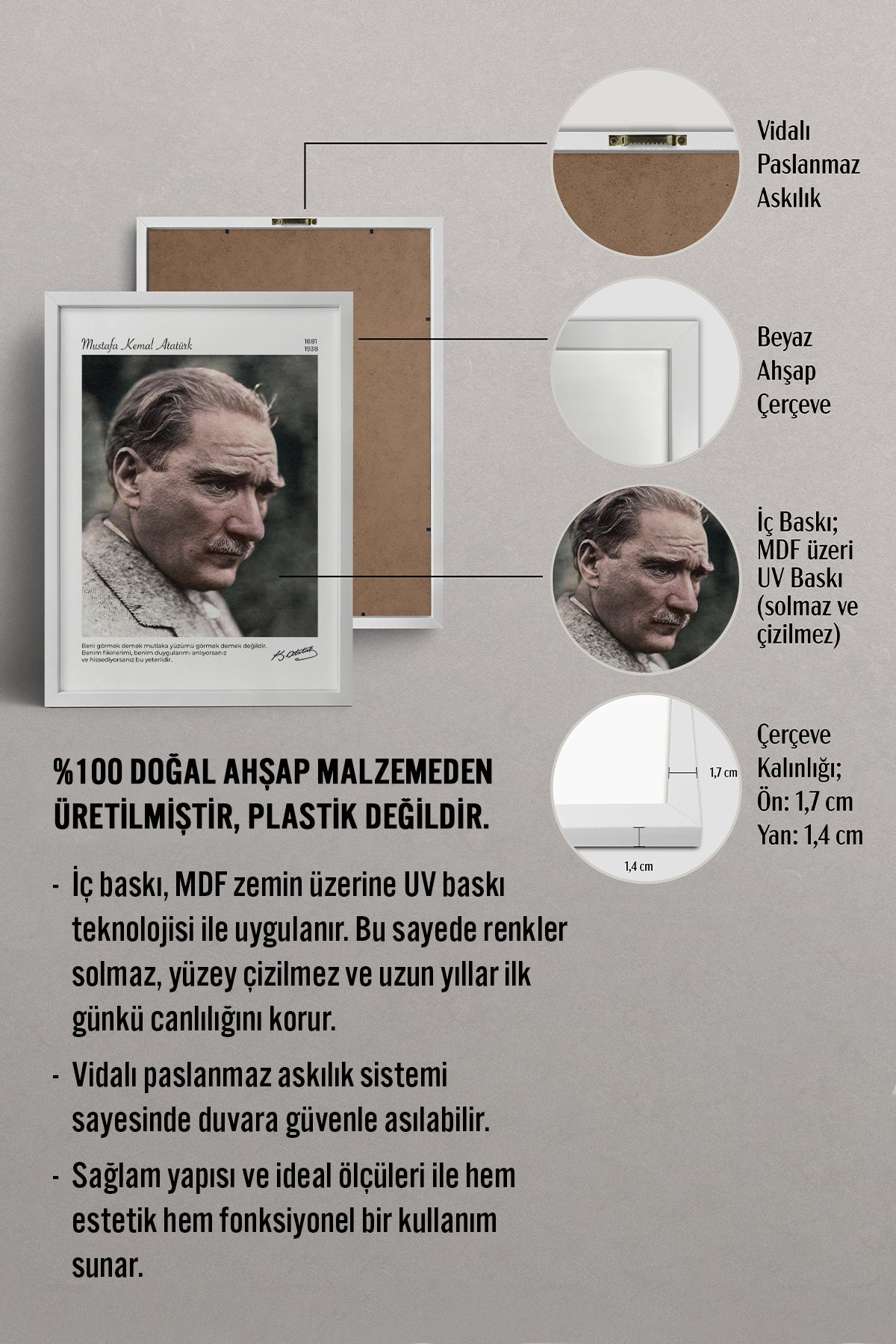 HOMEPACK Ahşap Çerçeveli Tablo Çerçeveli Poster Sanatsal Modern Duvar Dekoru ATA-15