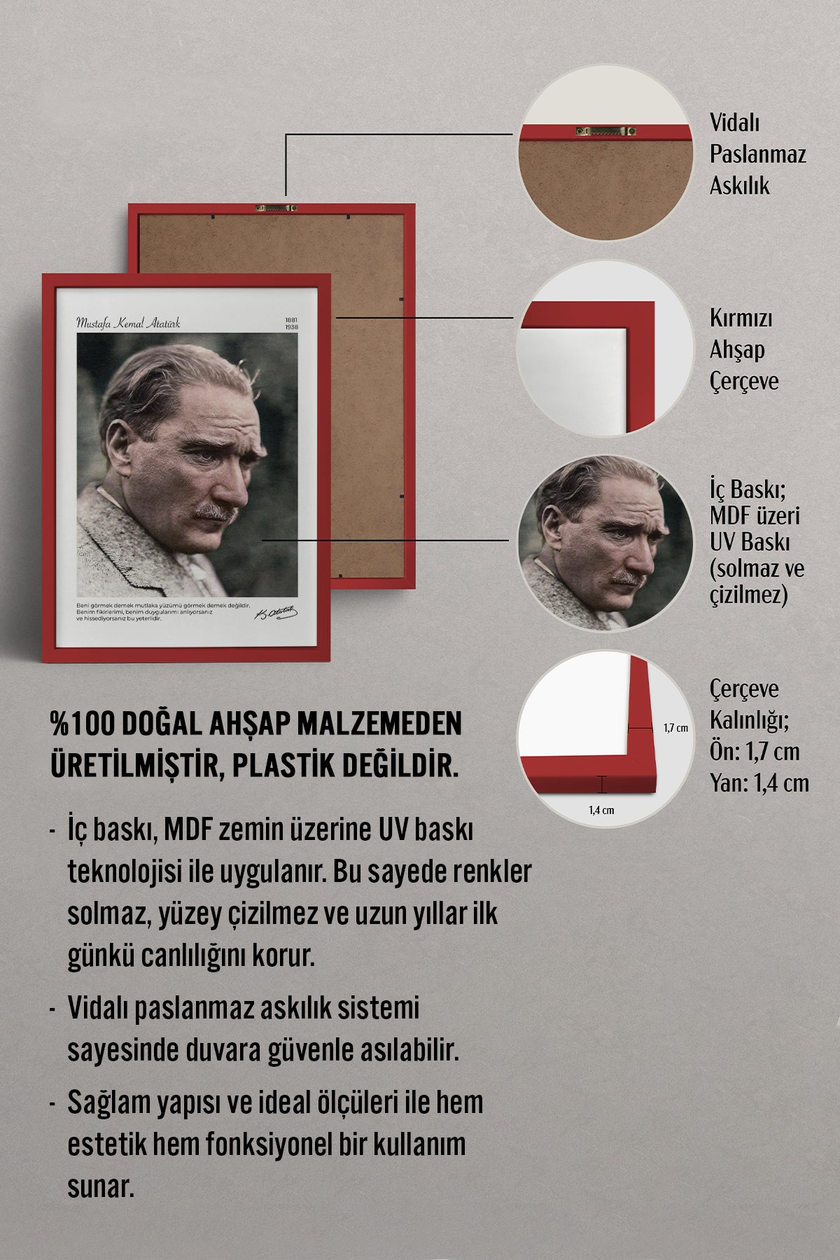 HOMEPACK Ahşap Çerçeveli Tablo Çerçeveli Poster Sanatsal Modern Duvar Dekoru ATA-15