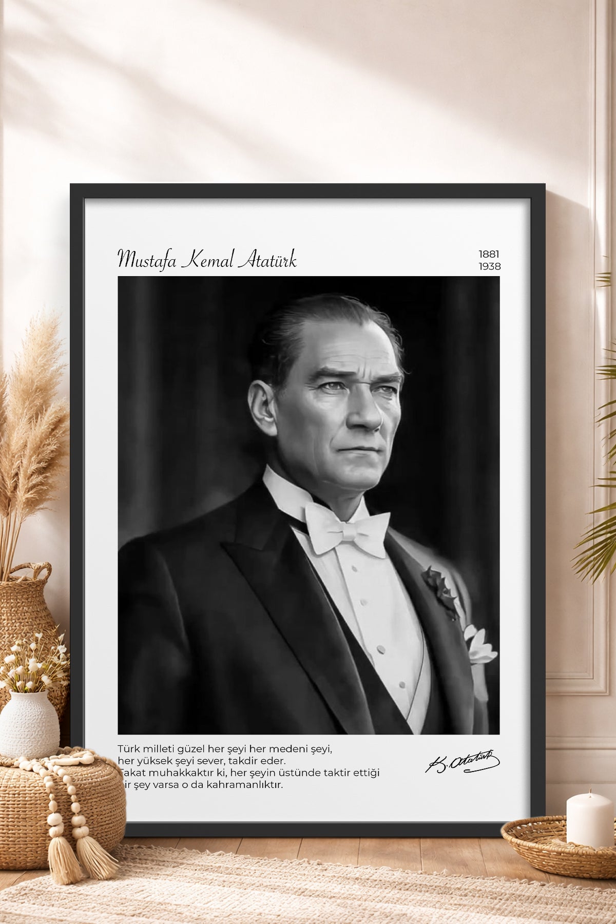 HOMEPACK Ahşap Çerçeveli Tablo Çerçeveli Poster Sanatsal Modern Duvar Dekoru ATA-16