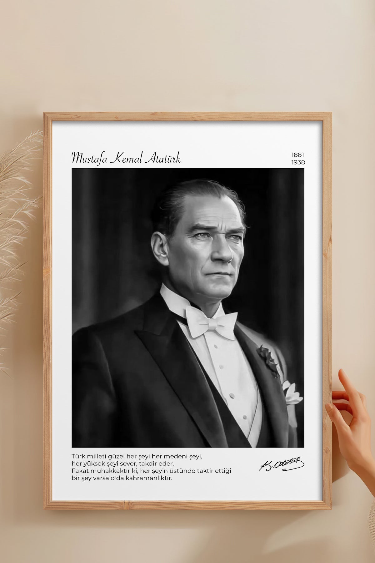 HOMEPACK Ahşap Çerçeveli Tablo Çerçeveli Poster Sanatsal Modern Duvar Dekoru ATA-16