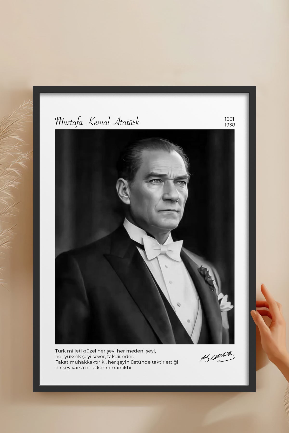 HOMEPACK Ahşap Çerçeveli Tablo Çerçeveli Poster Sanatsal Modern Duvar Dekoru ATA-16