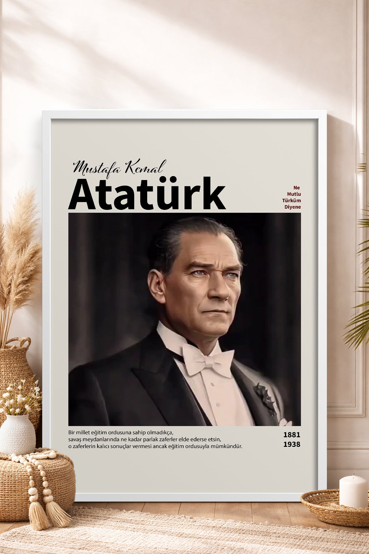 HOMEPACK Ahşap Çerçeveli Tablo Çerçeveli Poster Sanatsal Modern Duvar Dekoru ATA-17