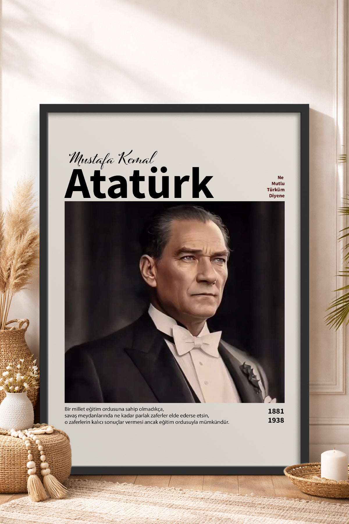 HOMEPACK Ahşap Çerçeveli Tablo Çerçeveli Poster Sanatsal Modern Duvar Dekoru ATA-17
