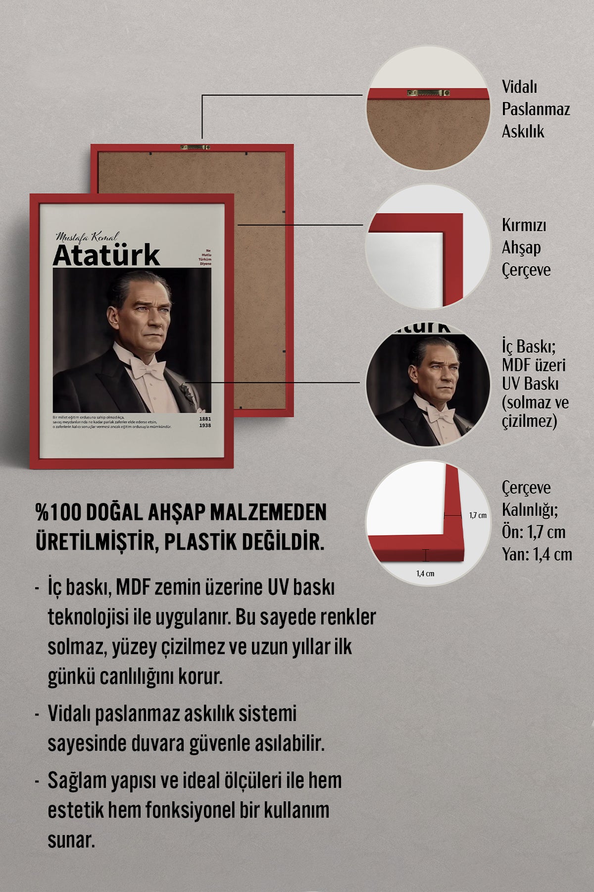 HOMEPACK Ahşap Çerçeveli Tablo Çerçeveli Poster Sanatsal Modern Duvar Dekoru ATA-17
