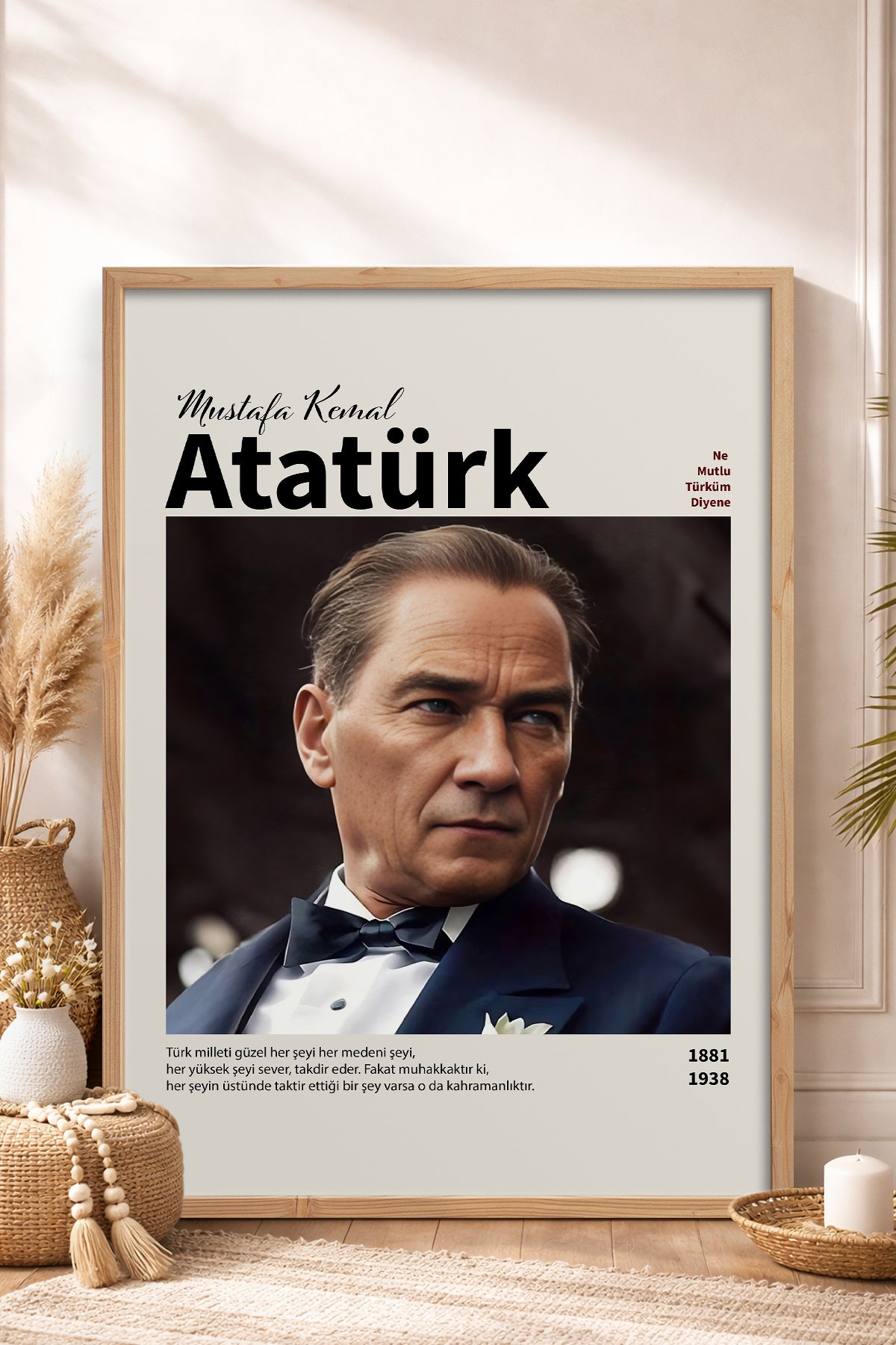 HOMEPACK Ahşap Çerçeveli Tablo Çerçeveli Poster Sanatsal Modern Duvar Dekoru ATA-18