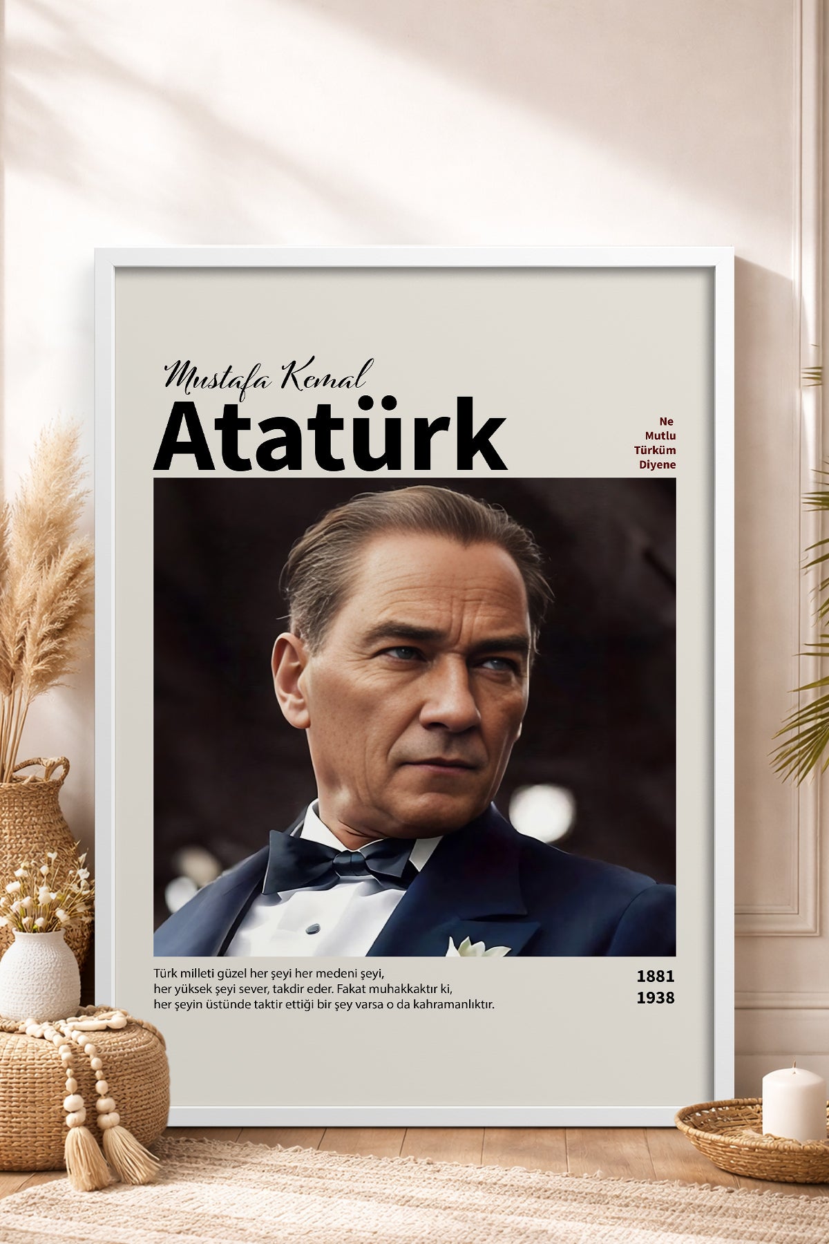 HOMEPACK Ahşap Çerçeveli Tablo Çerçeveli Poster Sanatsal Modern Duvar Dekoru ATA-18