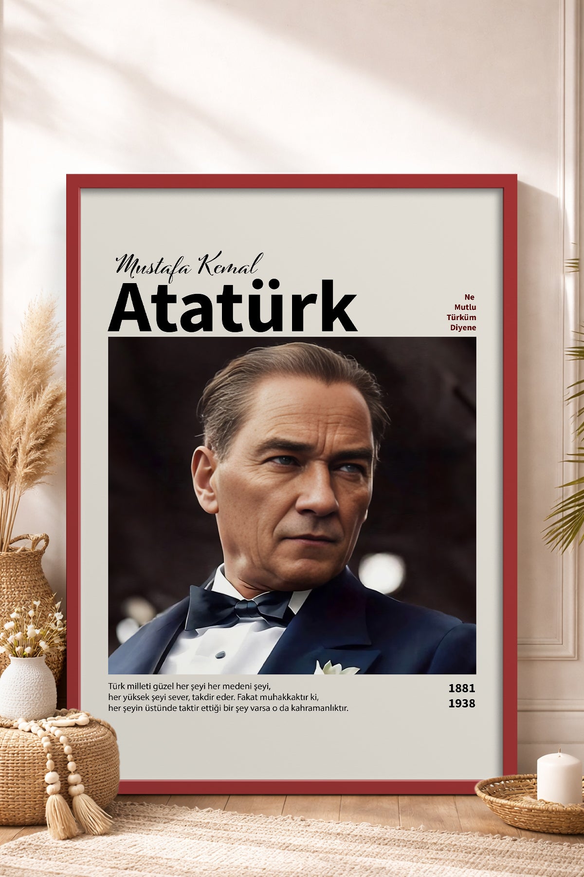 HOMEPACK Ahşap Çerçeveli Tablo Çerçeveli Poster Sanatsal Modern Duvar Dekoru ATA-18