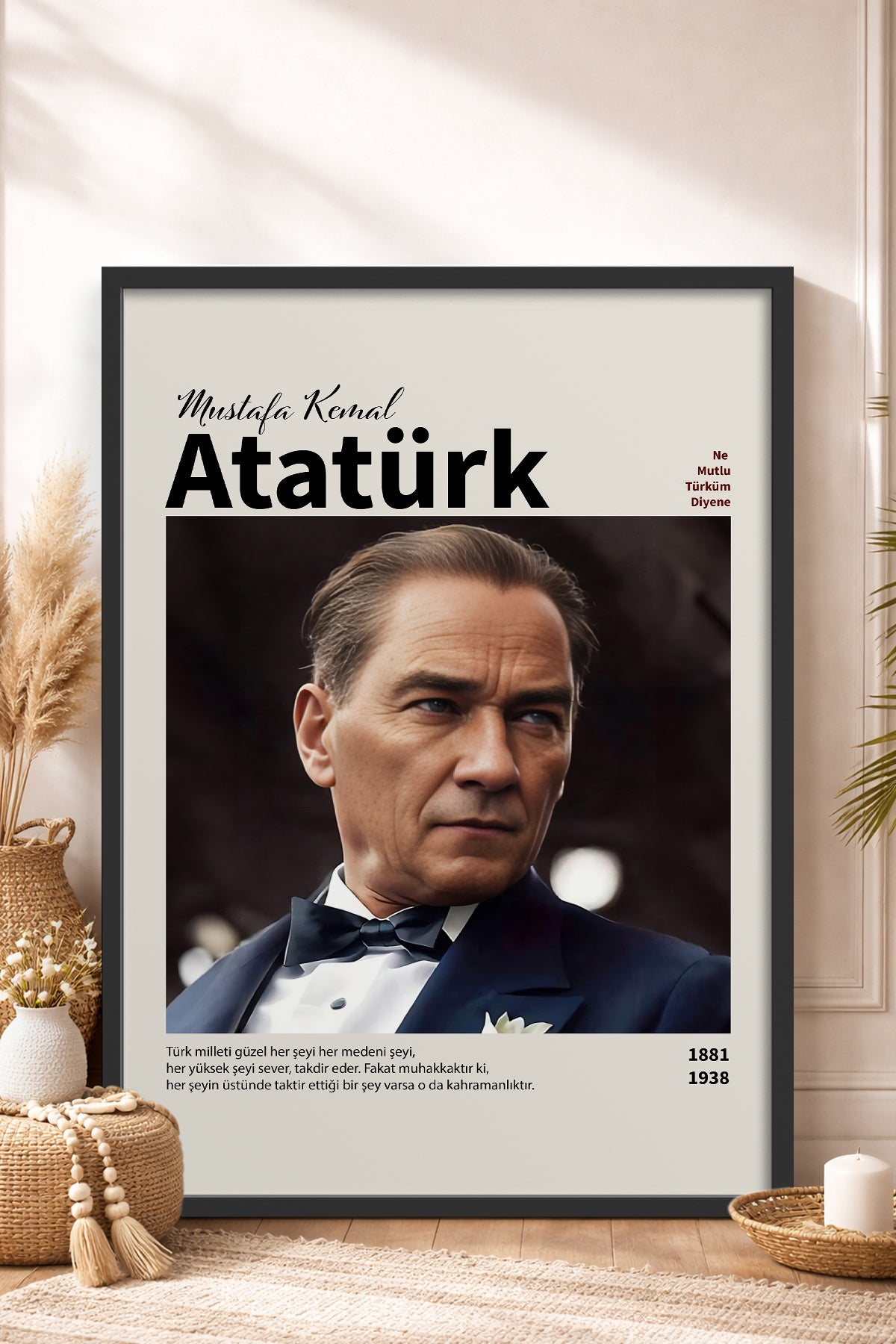 HOMEPACK Ahşap Çerçeveli Tablo Çerçeveli Poster Sanatsal Modern Duvar Dekoru ATA-18