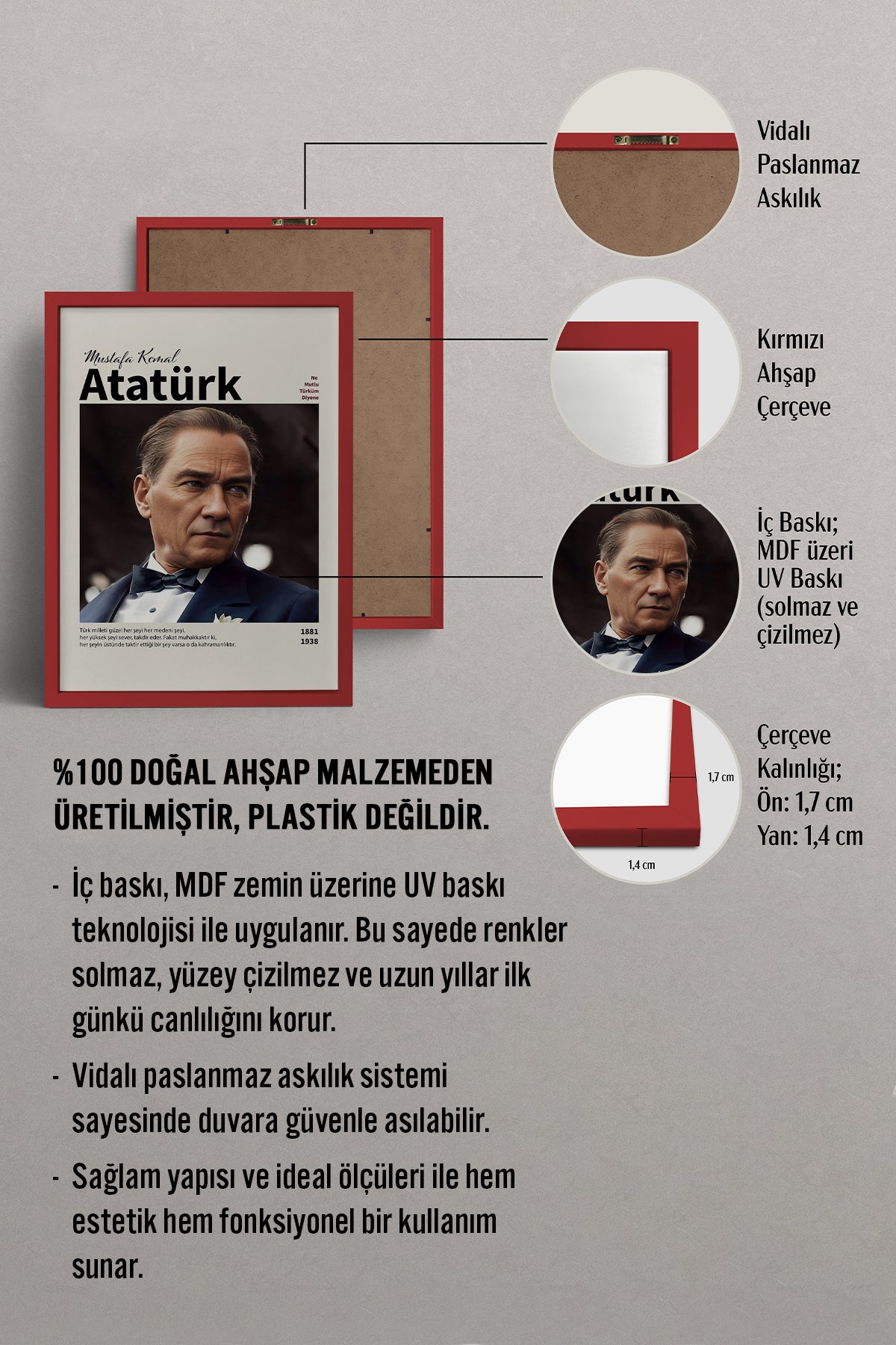 HOMEPACK Ahşap Çerçeveli Tablo Çerçeveli Poster Sanatsal Modern Duvar Dekoru ATA-18