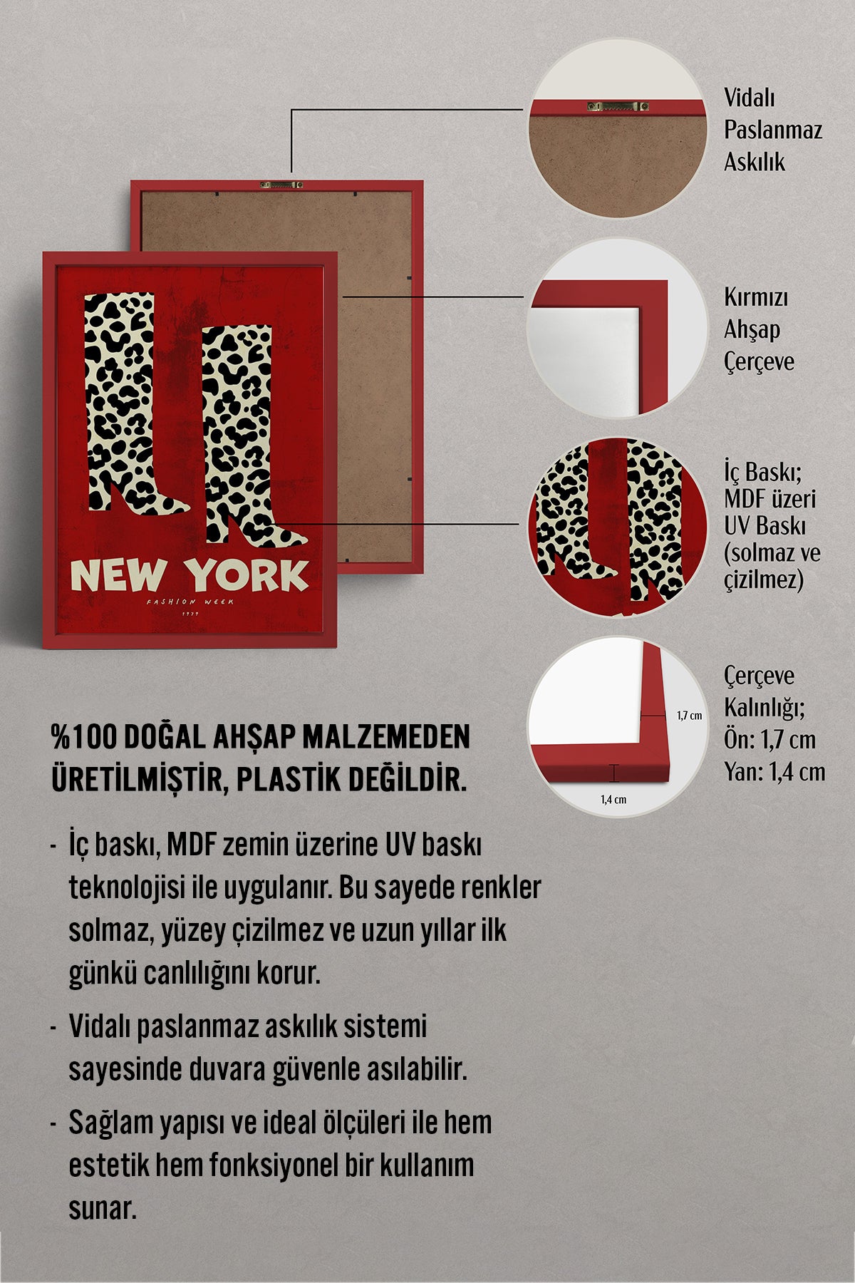 HOMEPACK Ahşap Çerçeveli Tablo Çerçeveli Poster Sanatsal Modern Duvar Dekoru BEK-8000