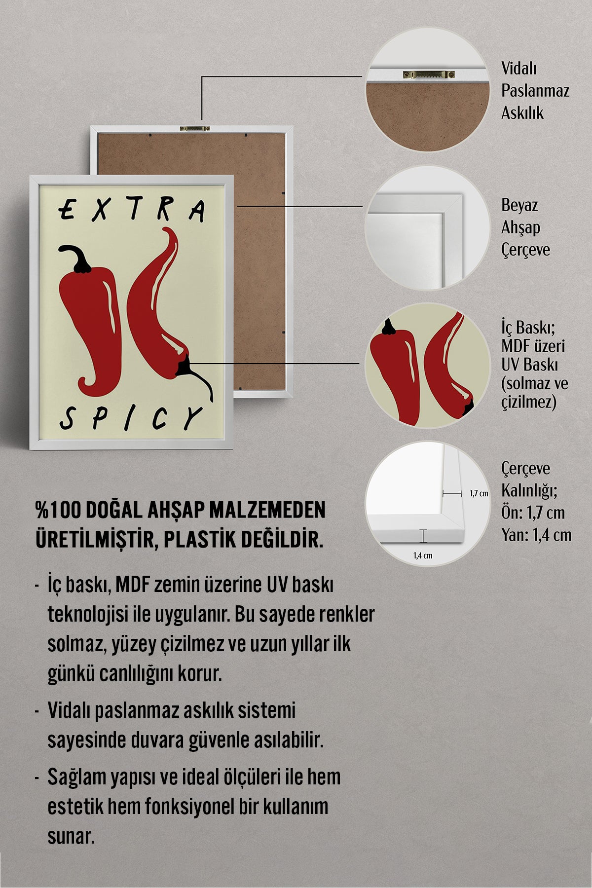 HOMEPACK Ahşap Çerçeveli Tablo Çerçeveli Poster Sanatsal Modern Duvar Dekoru BEK-8001