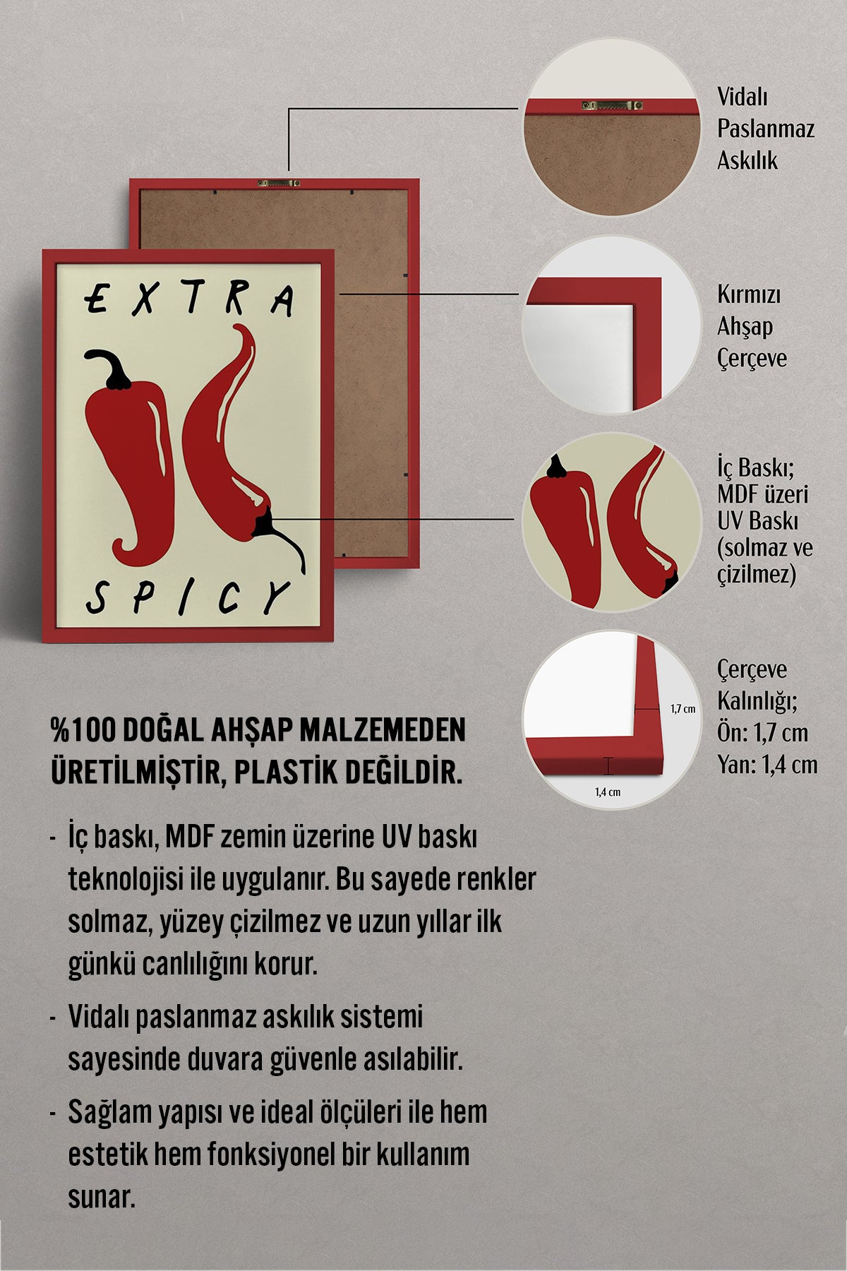 HOMEPACK Ahşap Çerçeveli Tablo Çerçeveli Poster Sanatsal Modern Duvar Dekoru BEK-8001
