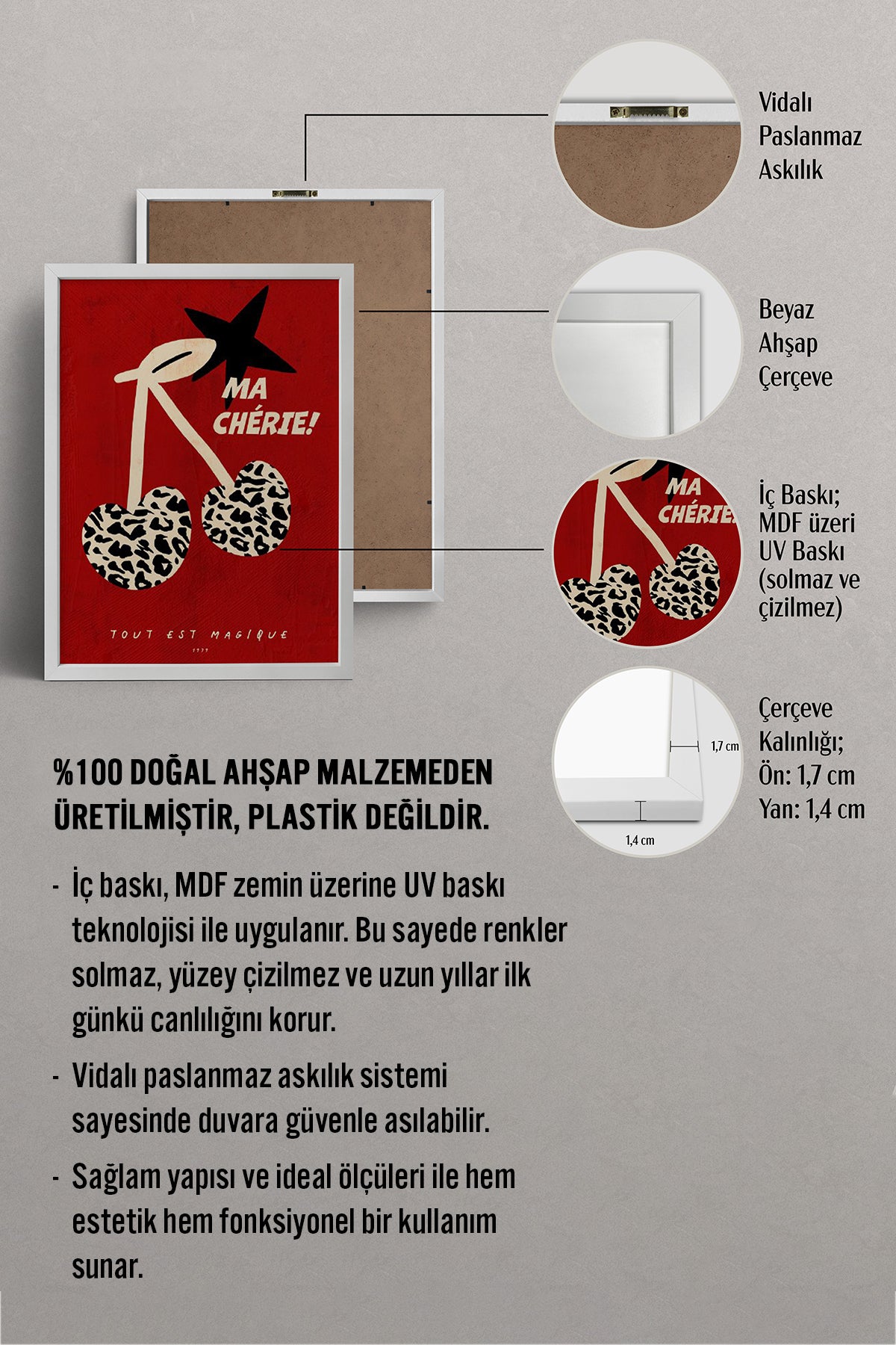 HOMEPACK Ahşap Çerçeveli Tablo Çerçeveli Poster Sanatsal Modern Duvar Dekoru BEK-8002