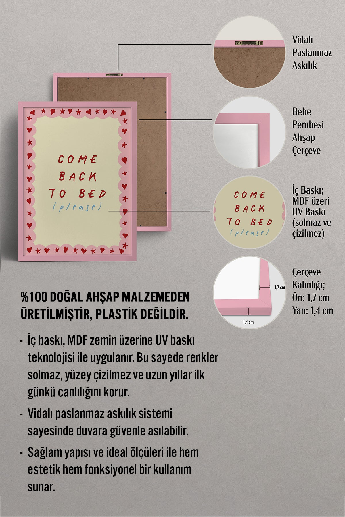 HOMEPACK Ahşap Çerçeveli Tablo Çerçeveli Poster Sanatsal Modern Duvar Dekoru BEK-8003
