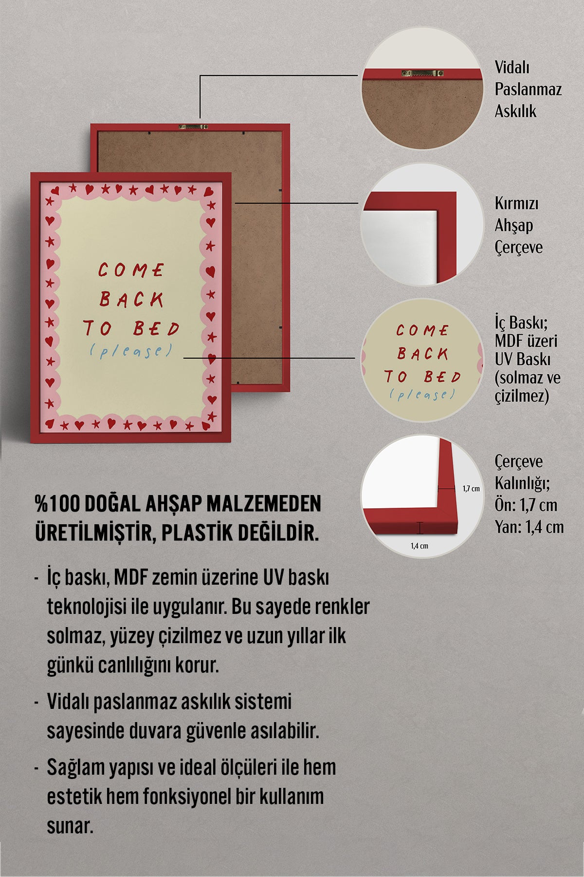 HOMEPACK Ahşap Çerçeveli Tablo Çerçeveli Poster Sanatsal Modern Duvar Dekoru BEK-8003