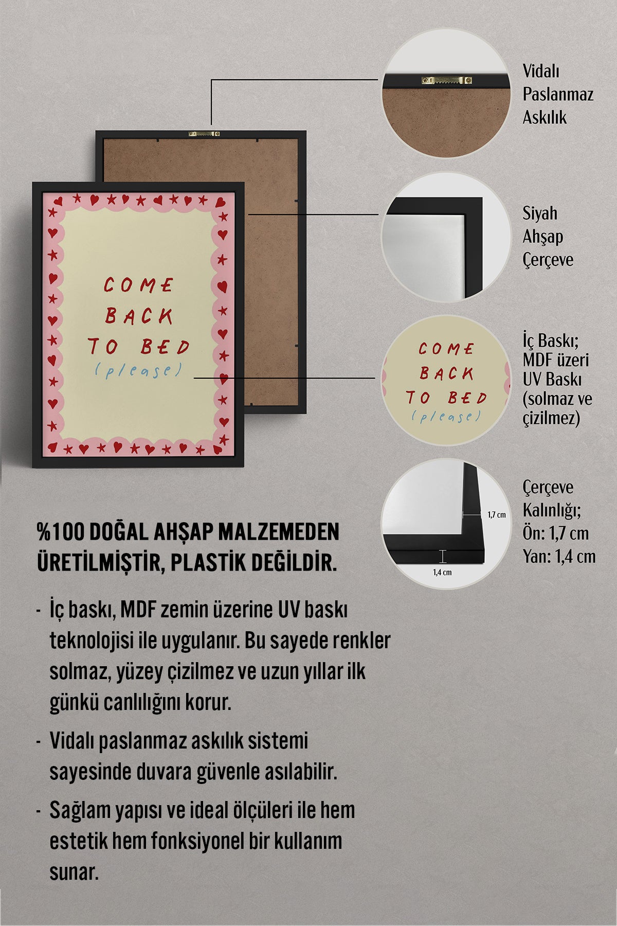 HOMEPACK Ahşap Çerçeveli Tablo Çerçeveli Poster Sanatsal Modern Duvar Dekoru BEK-8003