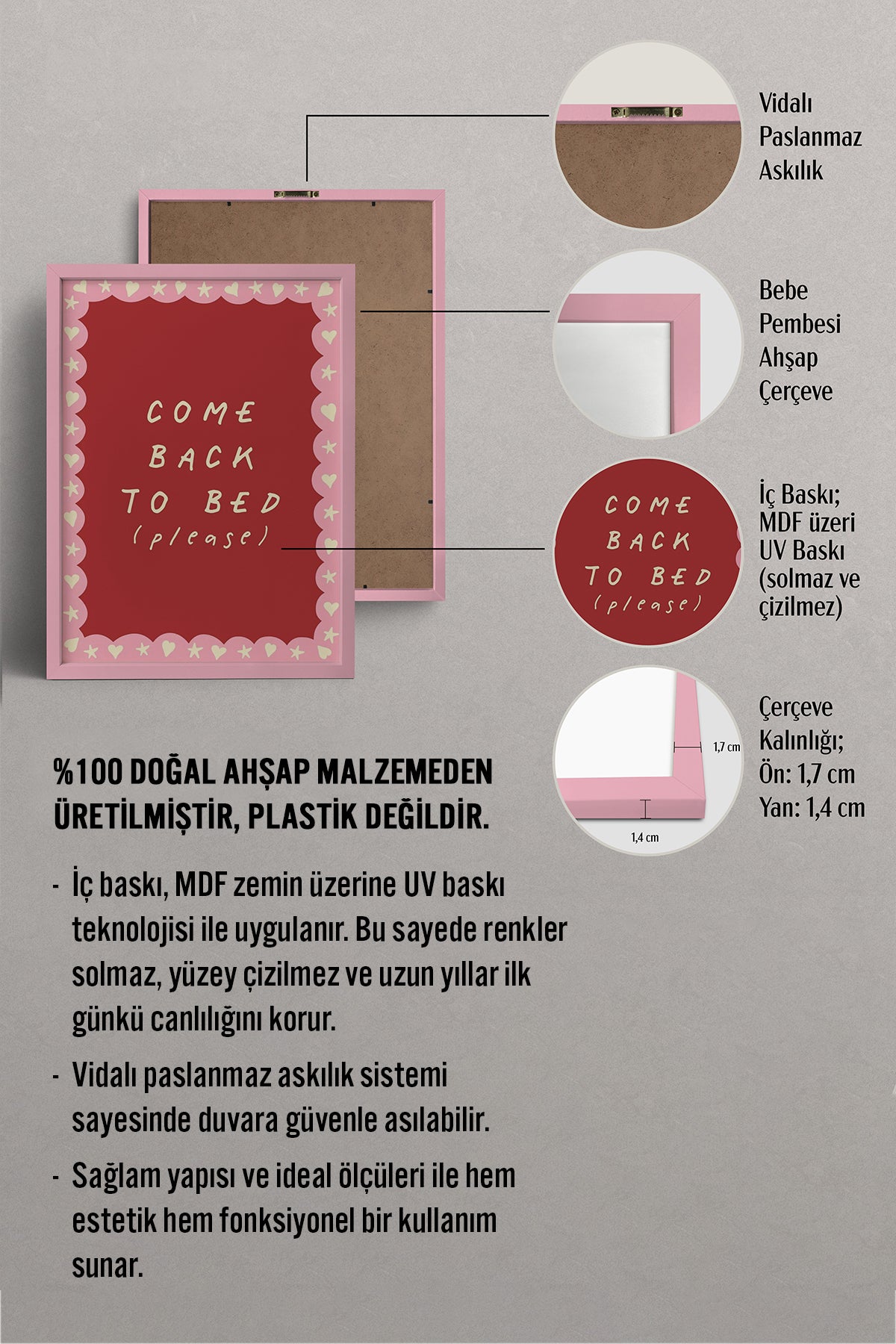 HOMEPACK Ahşap Çerçeveli Tablo Çerçeveli Poster Sanatsal Modern Duvar Dekoru BEK-8004