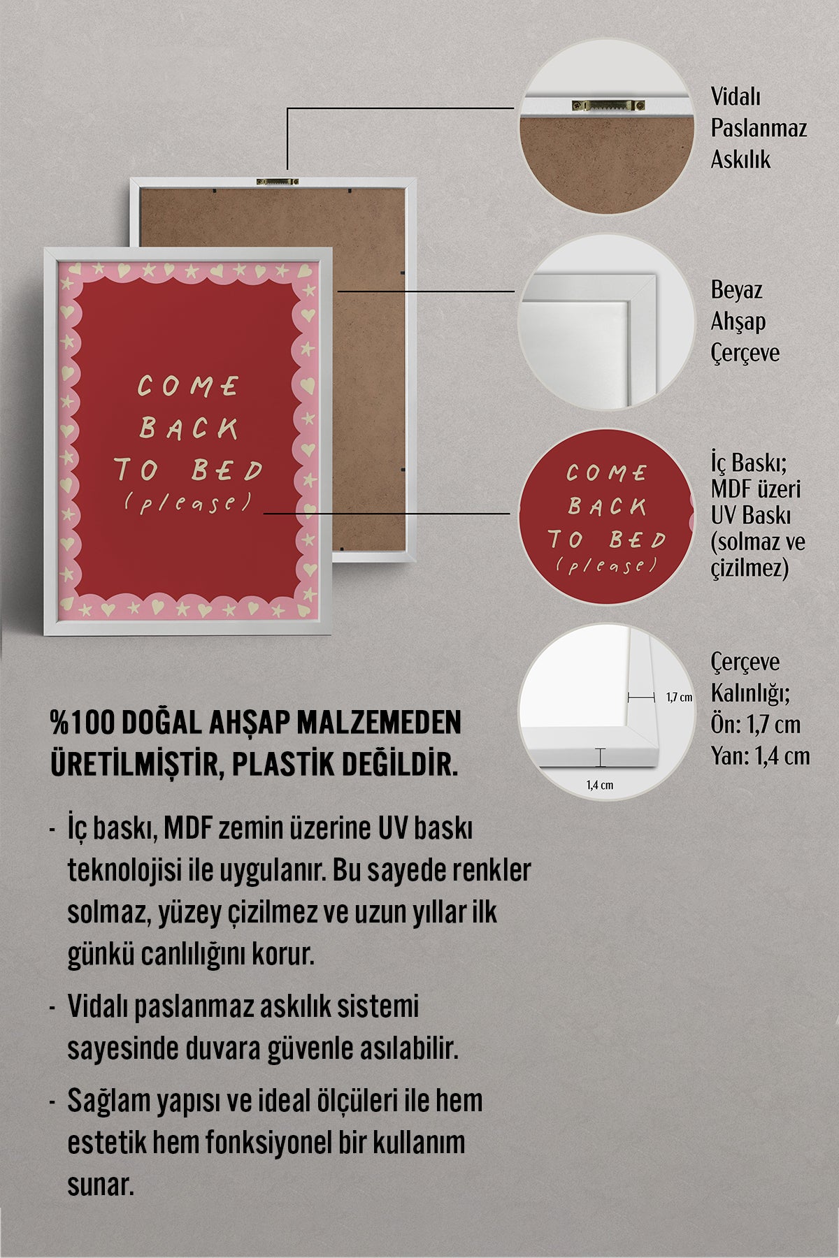 HOMEPACK Ahşap Çerçeveli Tablo Çerçeveli Poster Sanatsal Modern Duvar Dekoru BEK-8004