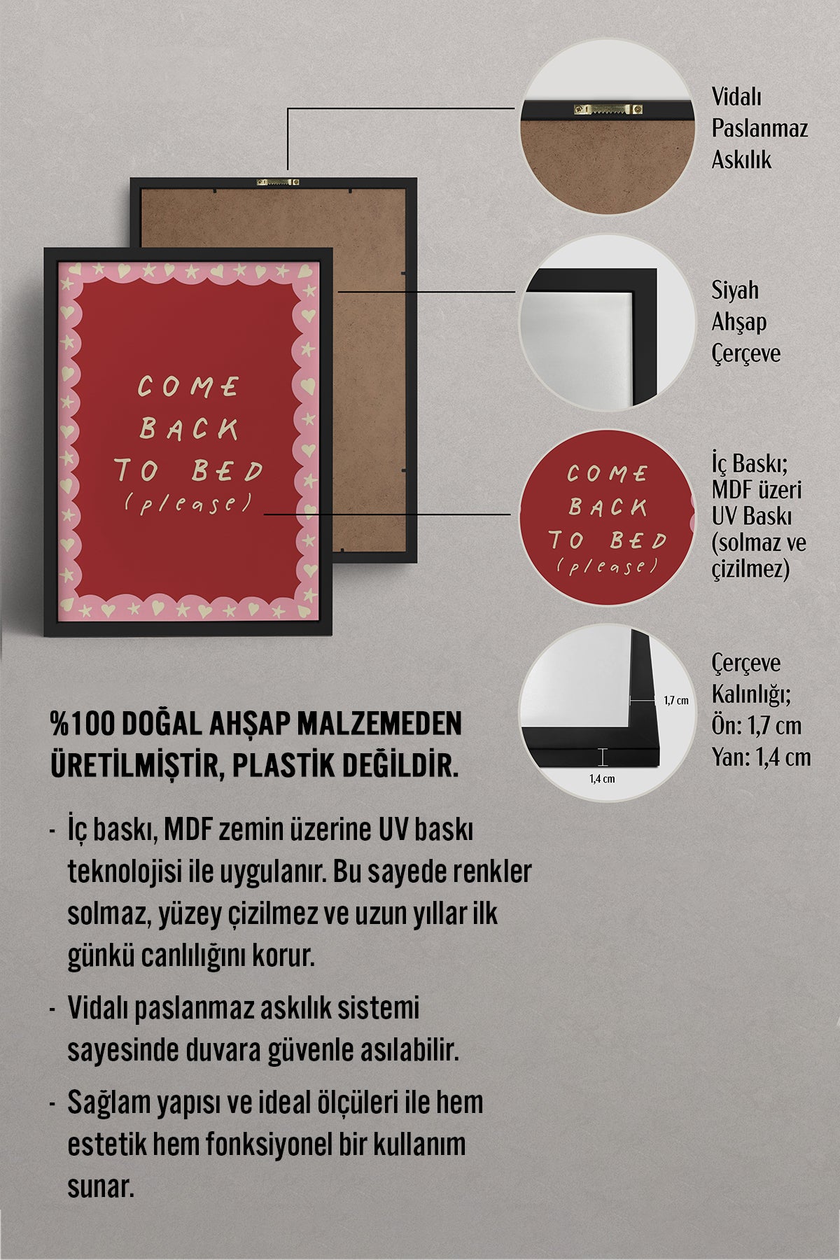 HOMEPACK Ahşap Çerçeveli Tablo Çerçeveli Poster Sanatsal Modern Duvar Dekoru BEK-8004