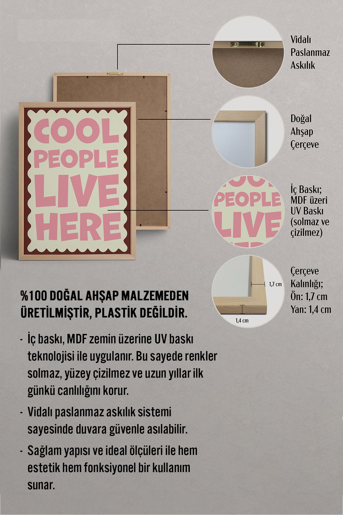 HOMEPACK Ahşap Çerçeveli Tablo Çerçeveli Poster Sanatsal Modern Duvar Dekoru BEK-8005